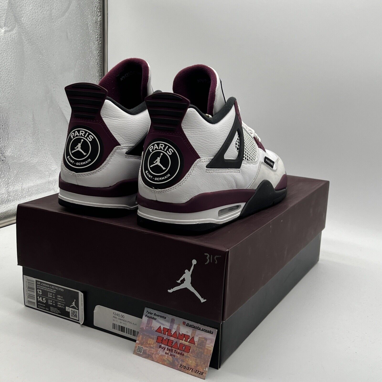 Size 13 - Jordan 4 Retro x Paris Saint-Germain Bordeaux 2020 (CZ5624-100)