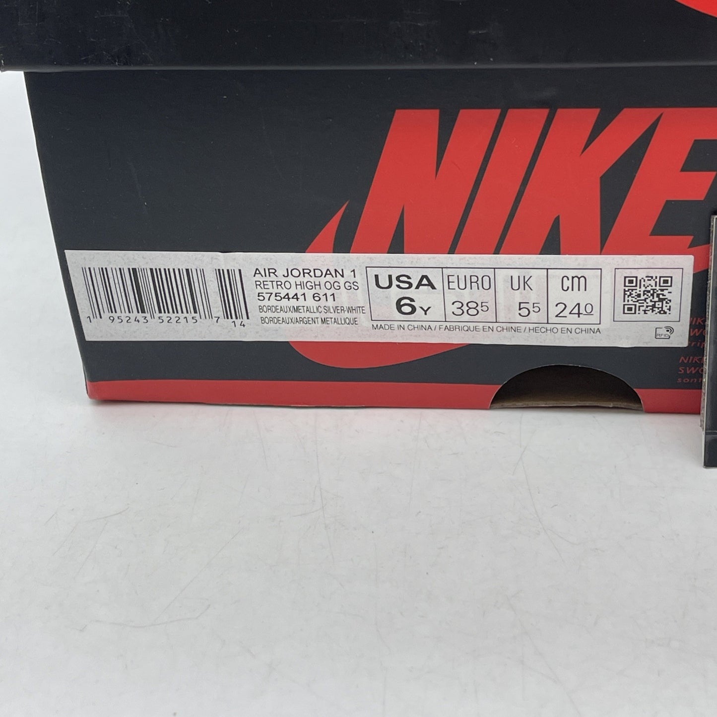 Size 6Y (GS) - Air Jordan 1 Retro OG High Bordeaux (575441-611)