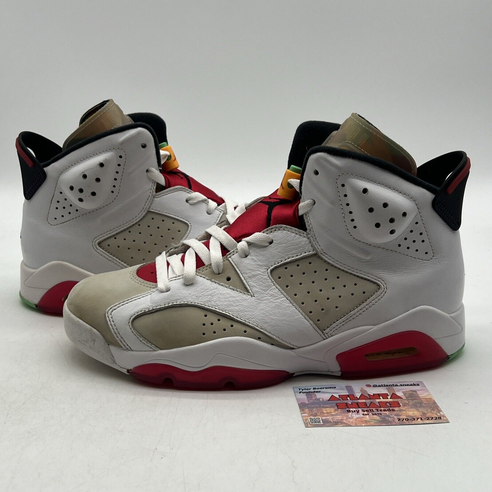 Size 9.5 - Air Jordan 6 Retro Hare White Grey Suede Red Leather (CT8529-062)