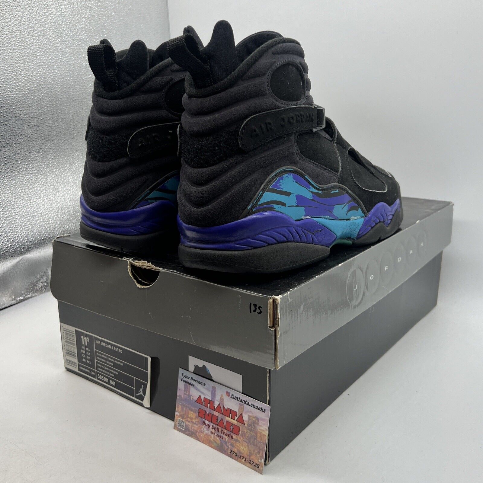 Size 11.5 - Air Jordan 8 Retro 2007 Aqua Black Purple Suede (305381-041)