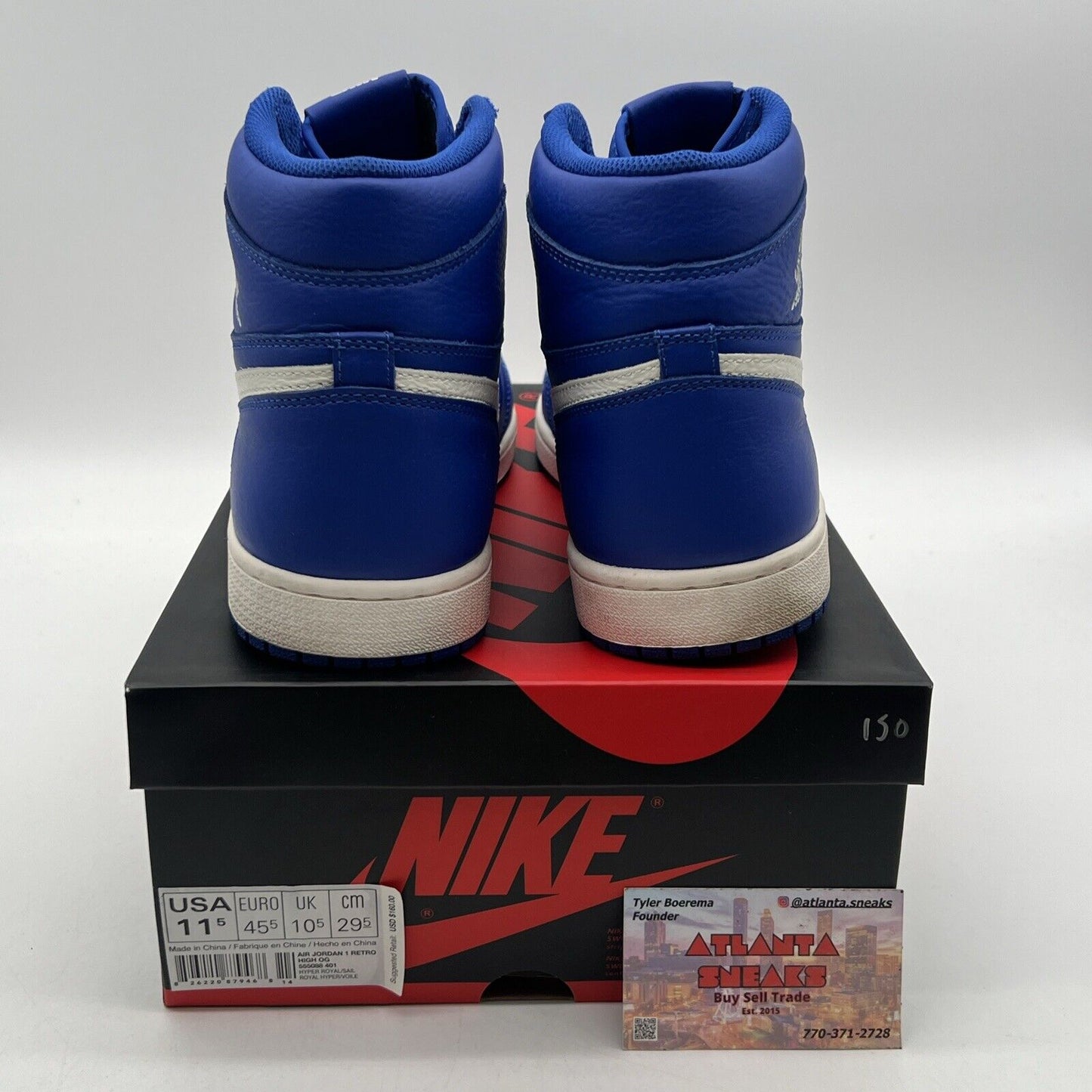 Size 11.5 - Air Jordan 1 Retro OG High Hyper Royal White Leather (555088-401)