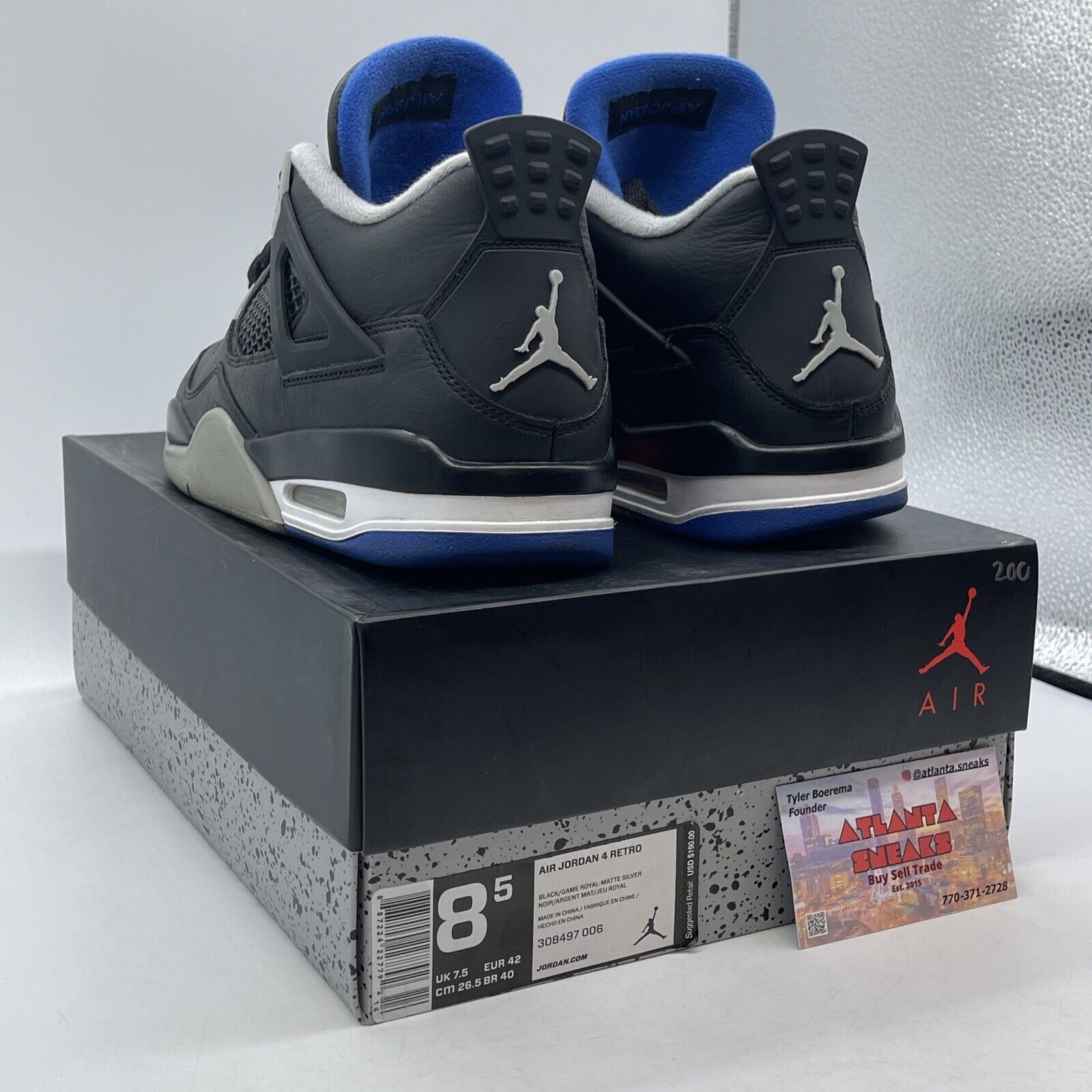 Size 8.5 - Jordan 4 Retro Motorsports Alternate 2017 Black Blue (308497-006)