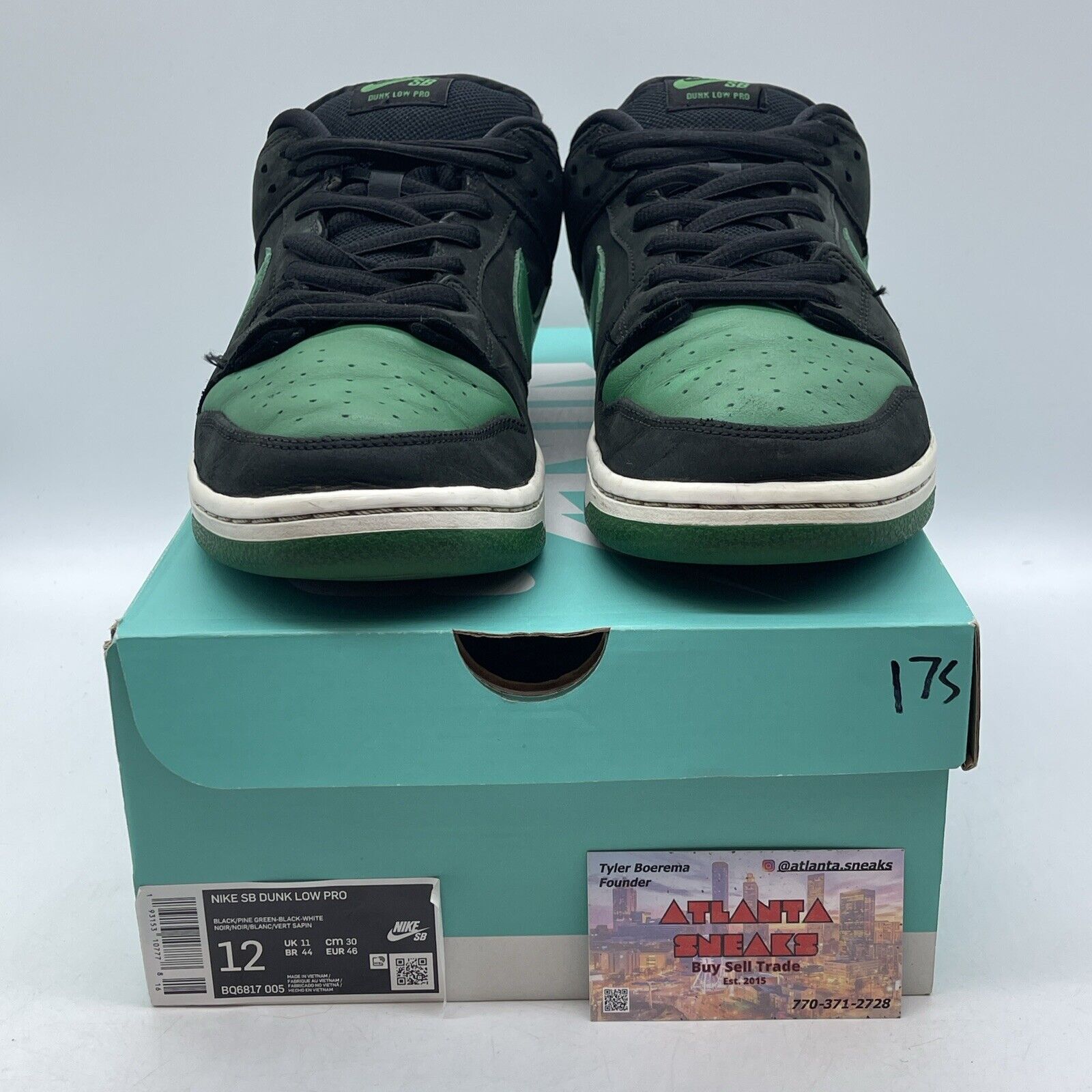 Size 12 - Nike Dunk Pro SB Low Black Pine Green Suede (BQ6817-005)