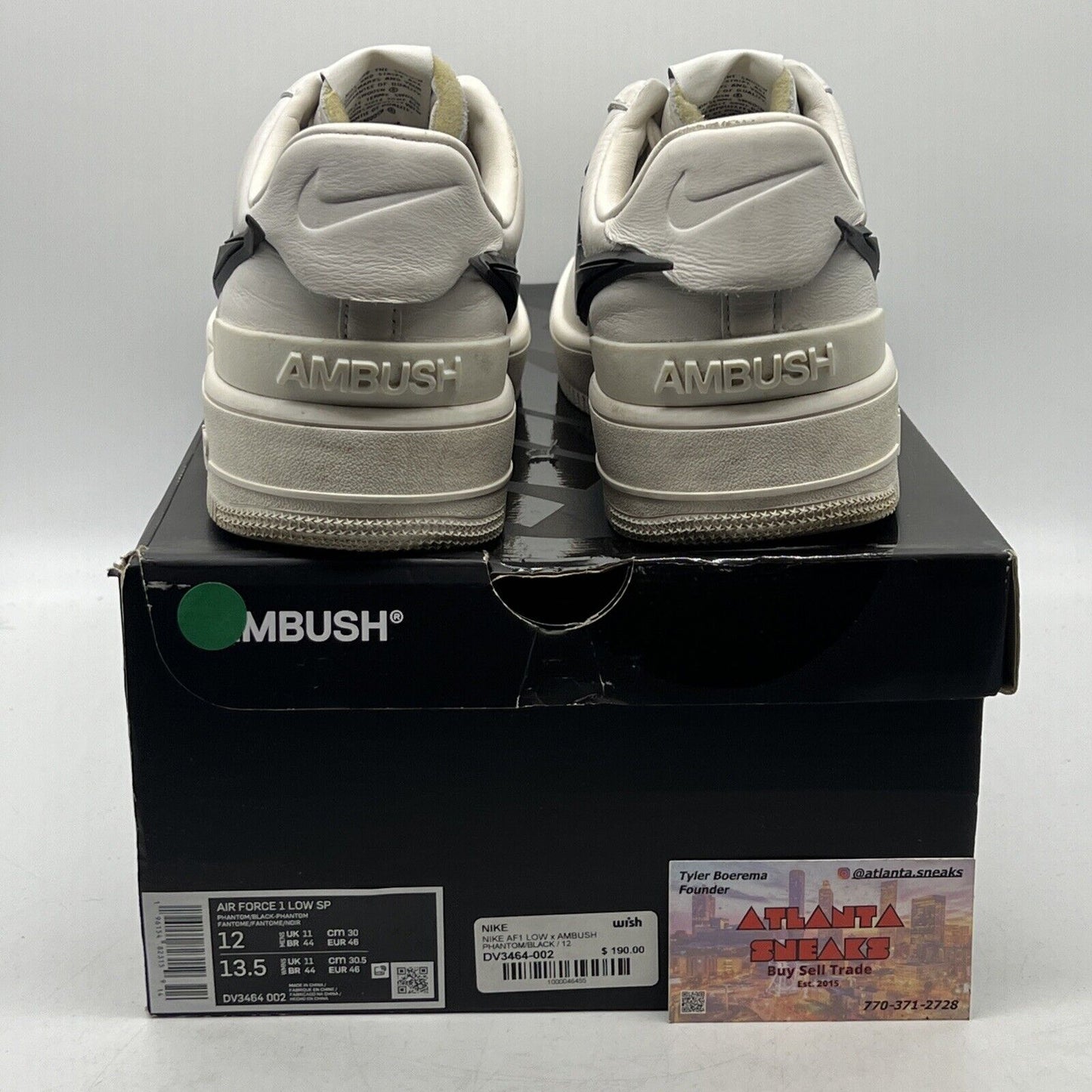 Size 12 - Nike Air Force 1 Low x AMBUSH Phantom Black White Leather (DV3464-002)