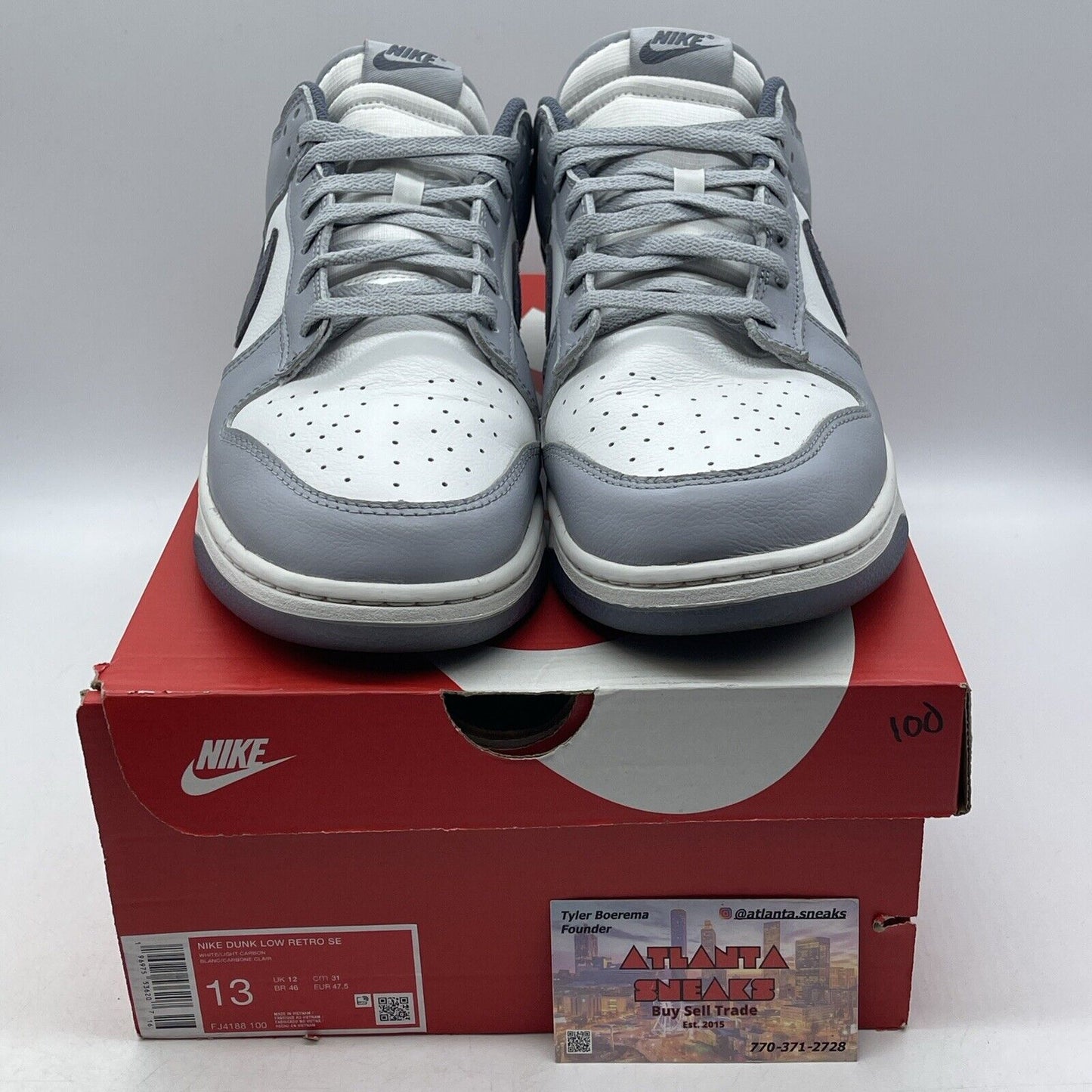 Size 13 - Dunk Low Light Carbon Grey White Leather (FJ4188-100)