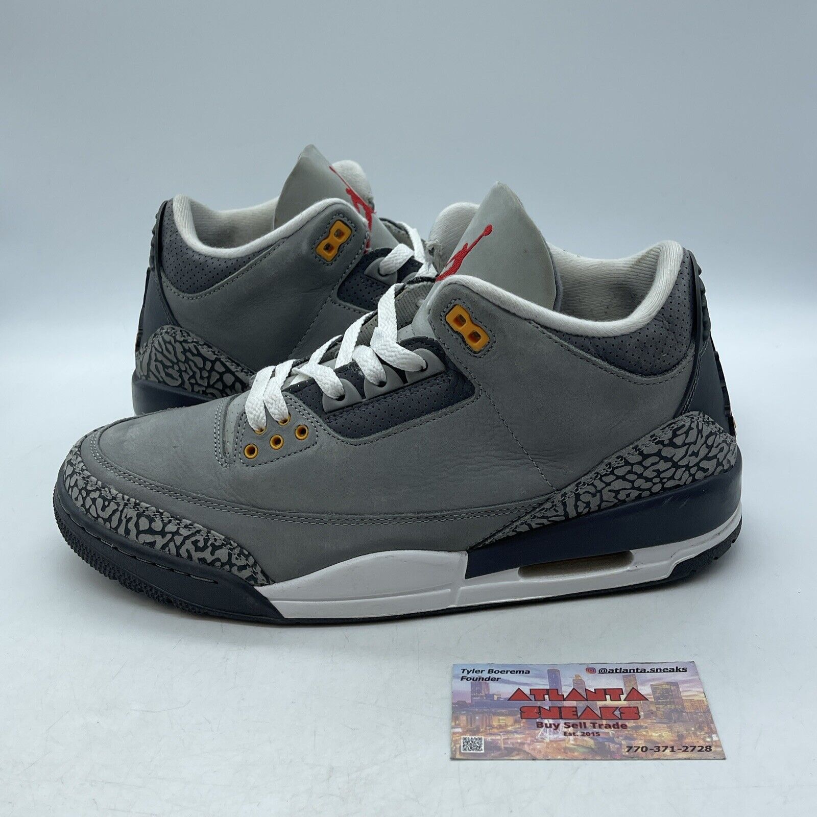 Size 10 - Jordan 3 Retro Mid Cool Grey White Black Red Suede (CT8532-012)