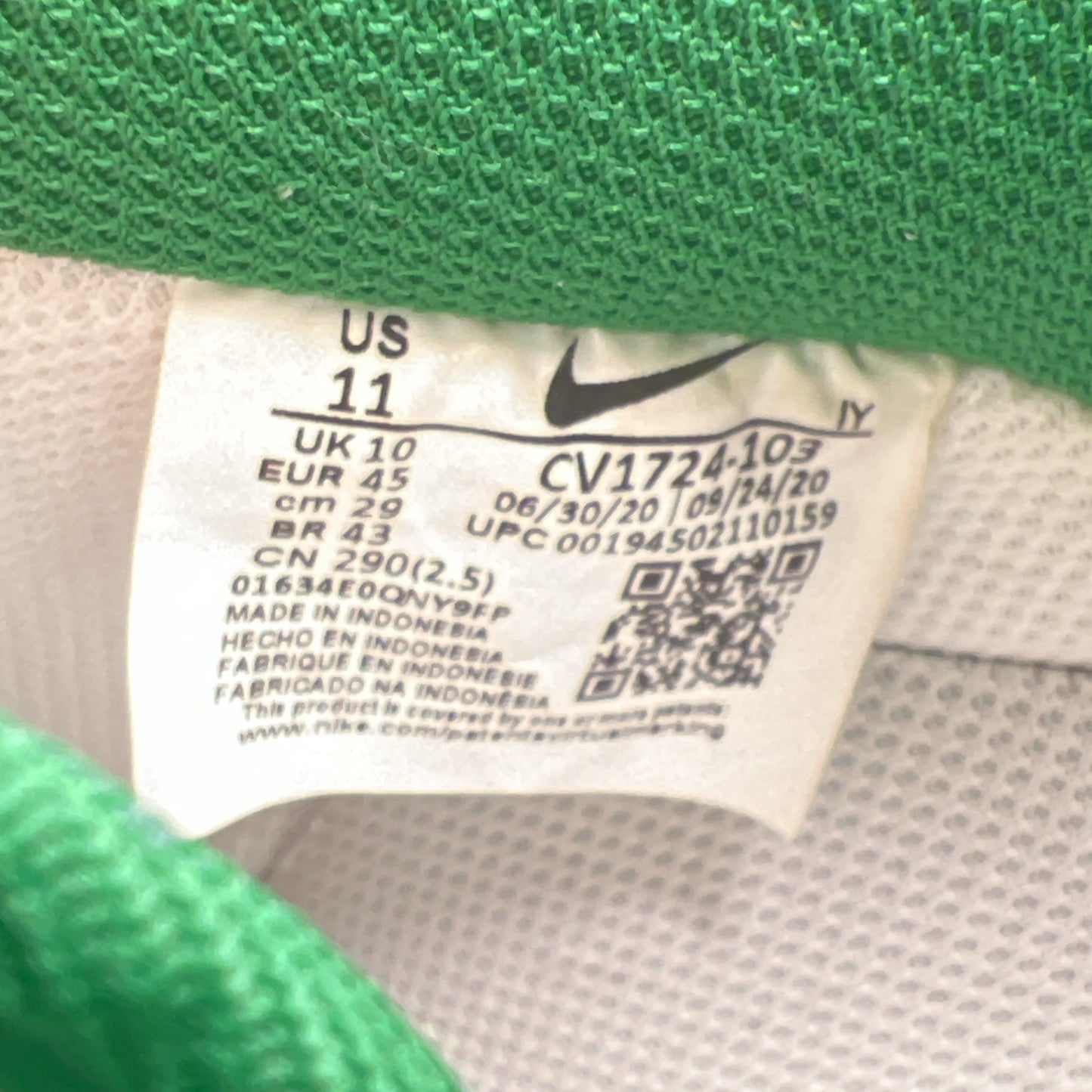Size 11 - Nike Air Force 1 '07 Contrast Stitch - White Pine Green (CV1724-103)