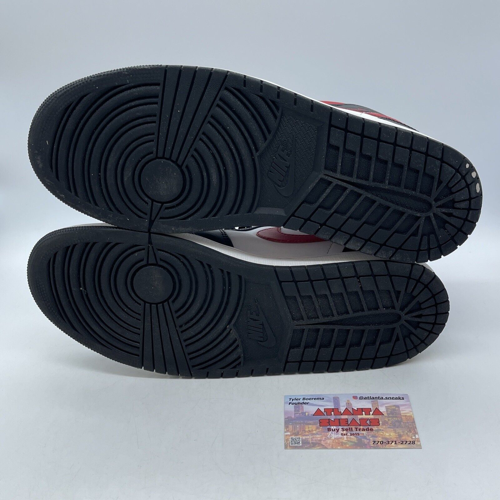 Size 12.5 - Jordan 1 Mid Bred Toe Black Red White Leather (554724-079)