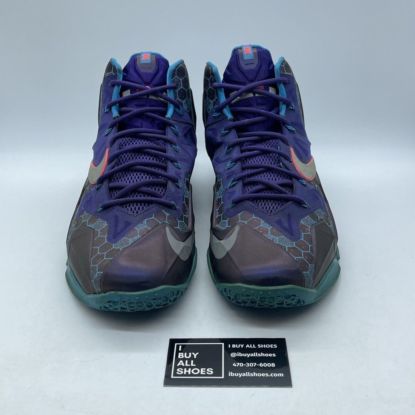 Size 12 - Nike LeBron 11 Hornets Purple Silver Suede Leather (616175-5000)