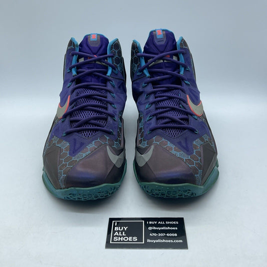 Size 12 - Nike LeBron 11 Hornets Purple Silver Suede Leather (616175-5000)