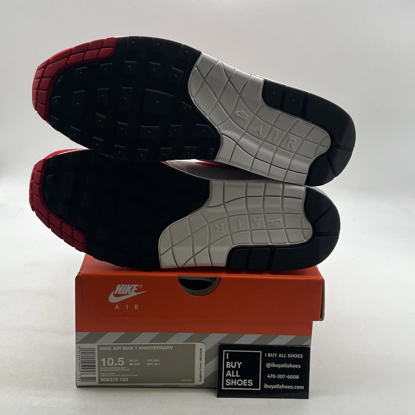 Size 10.5 - Nike Air Max 1 OG Anniversary 2017 Re-Release Red (908375-103)