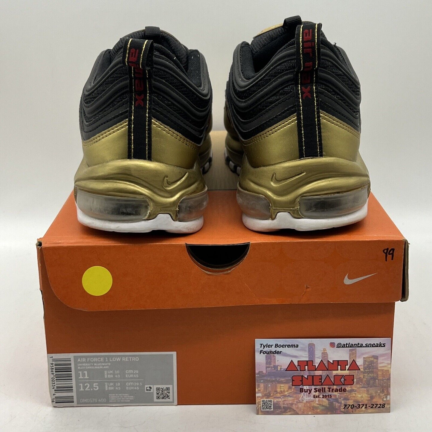 Size 12 - Nike Air Max 97 QS B-Sides Metallic Gold Black (AT5458-002)