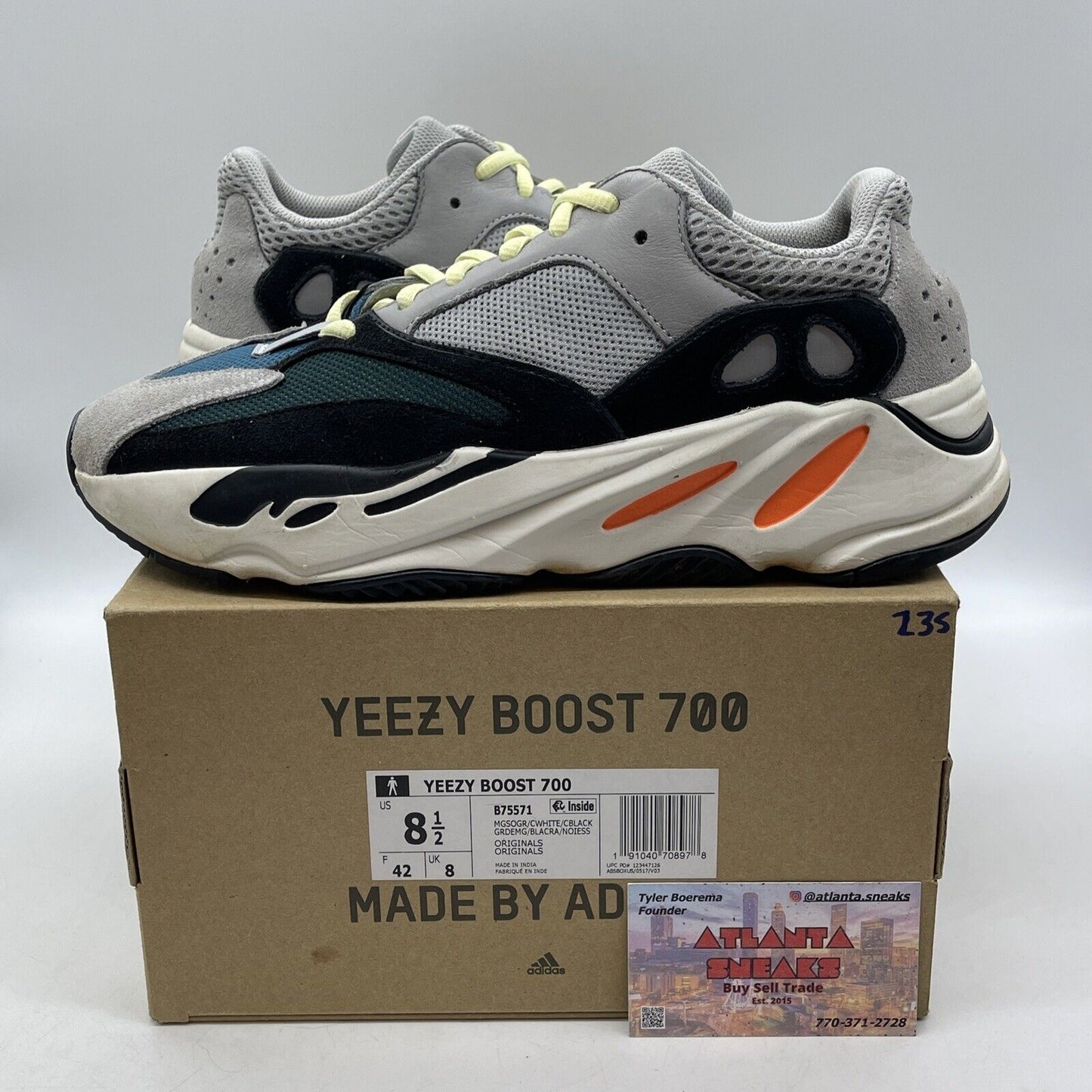 Size 8.5 - adidas Yeezy Boost 700 Low Wave Runner Black Grey Suede (B75571)