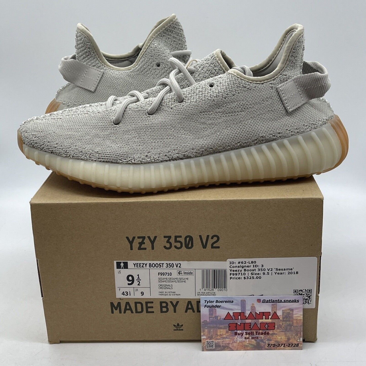 Size 9.5 - adidas Yeezy Boost 350 V2 Low Sesame (F99710)