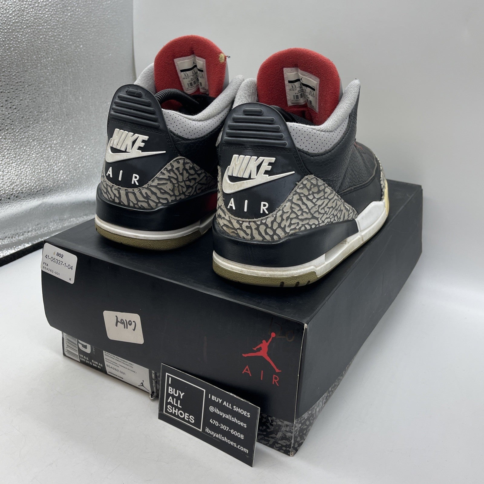 Size 9.5 - Air Jordan 3 Retro OG Mid Black Cement (854262-001)