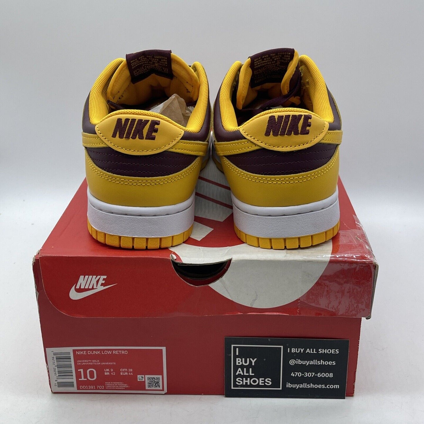 Size 10 - Nike Dunk Low Retro Arizona State Sun Devils Yellow Leather DD1391-702