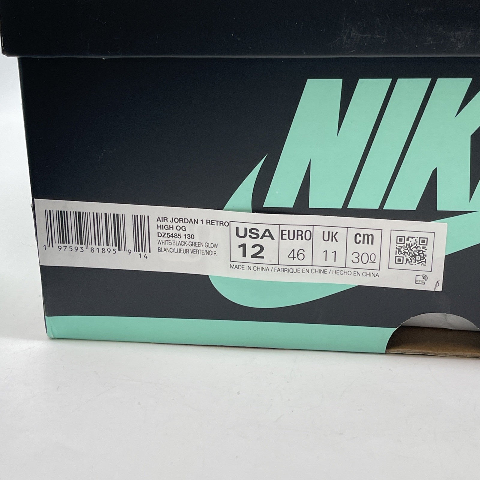 Size 12 - Air Jordan 1 Retro OG High Green Glow White Black (DZ5485-130)