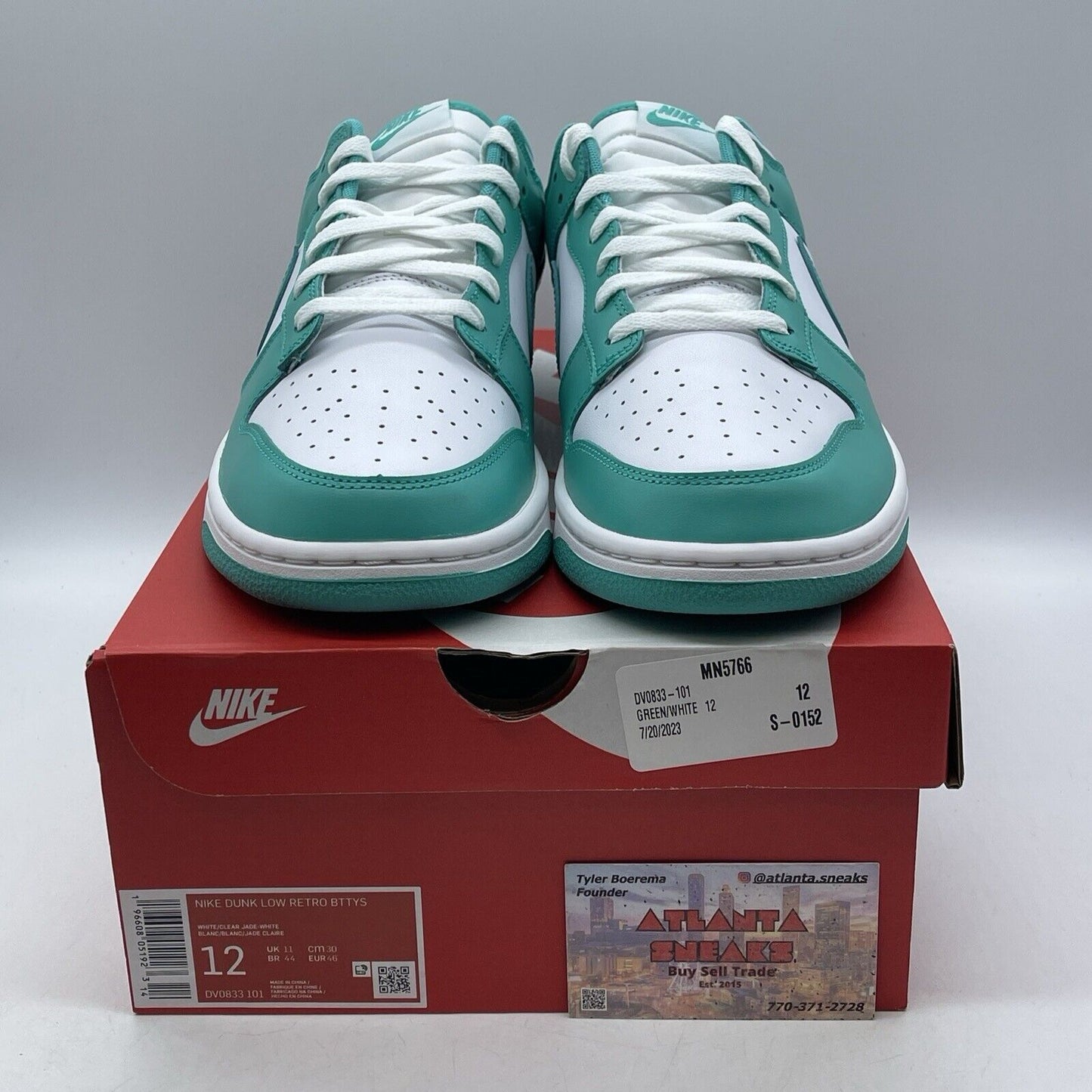 Size 12 - Nike Dunk Low Clear Jade White Blue Leather (DV08363-101)