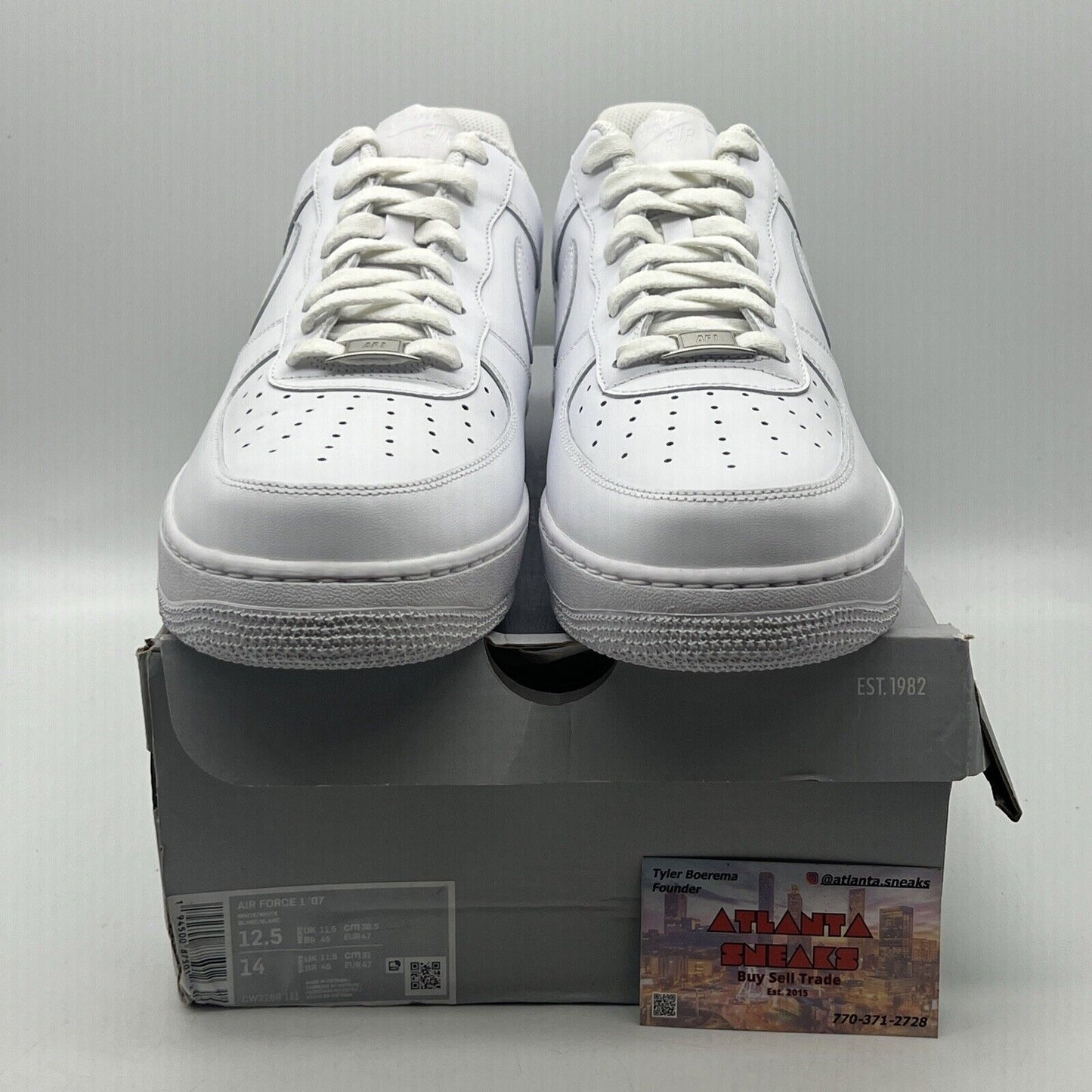 Size 12.5 - Nike Air Force 1 '07 Low Triple White Leather (CW2288-111)