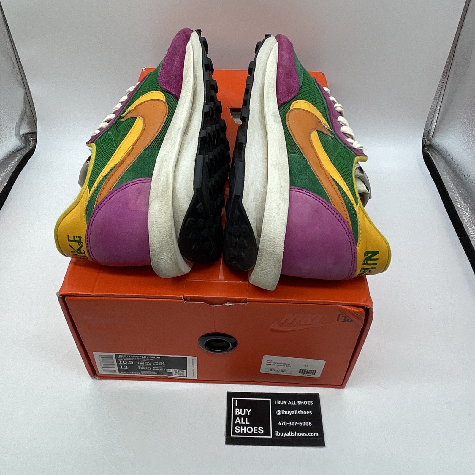Size 10.5 - Nike sacai x LDWaffle Pine Green Purple Suede Leather (BV0073-301)