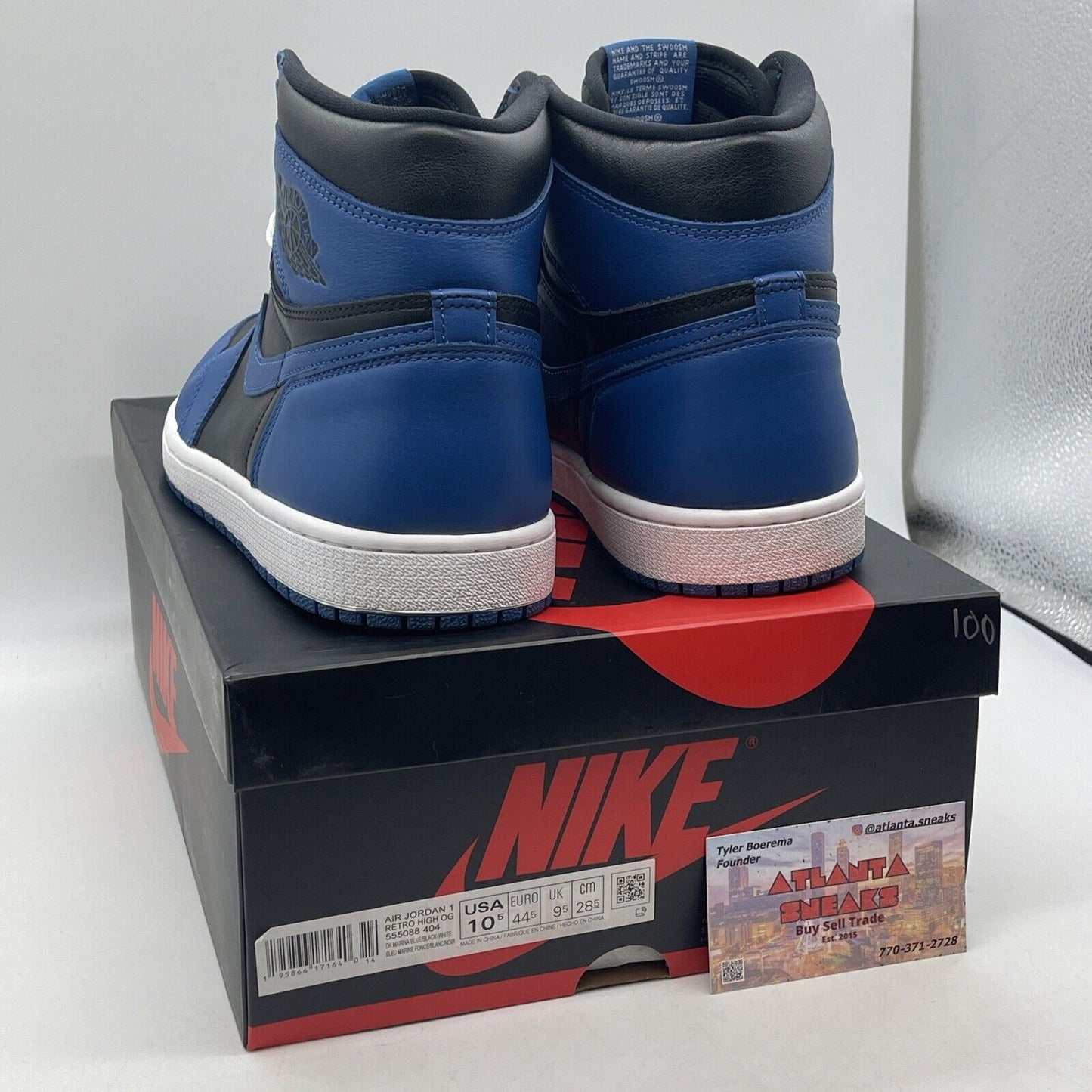 Size 10.5 - Jordan 1 Retro OG High Dark Marina Blue Black Leather (555088-404)