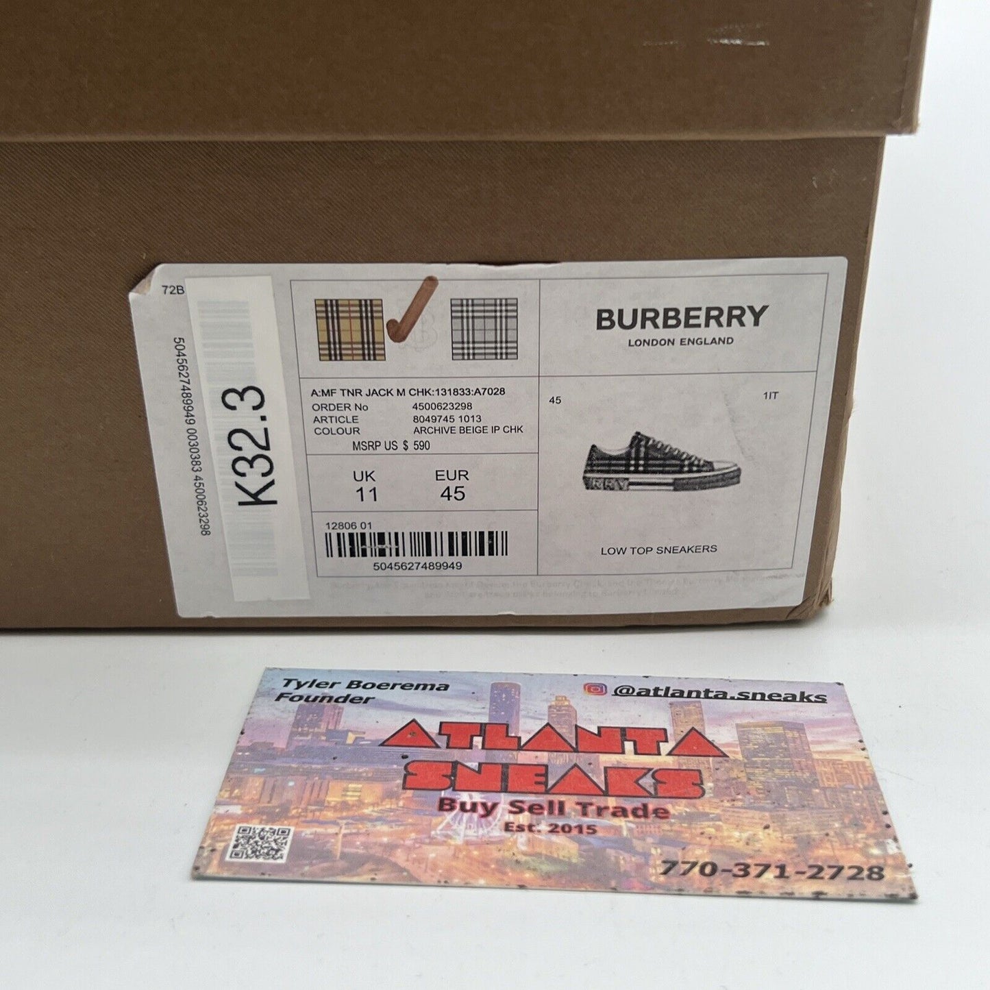 Size 12 - Burberry vintage check canvas low  top sneakers( Authentic)