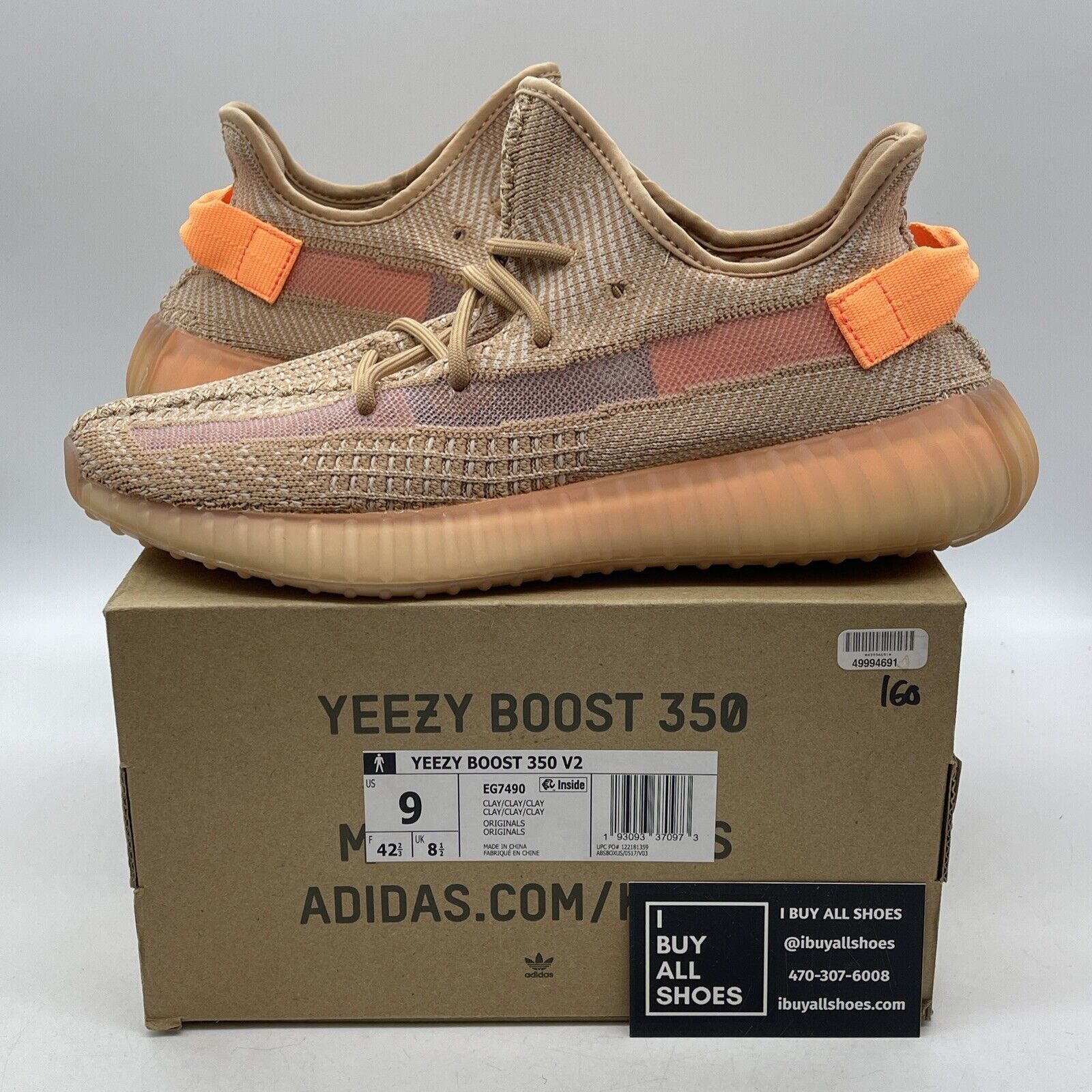 Size 9 - adidas Yeezy Boost 350 V2 Clay Orange White Suede (EG7490)