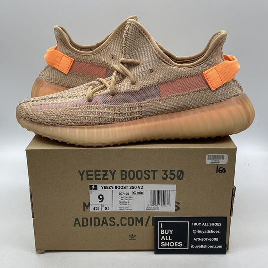 Size 9 - adidas Yeezy Boost 350 V2 Clay Orange White Suede (EG7490)
