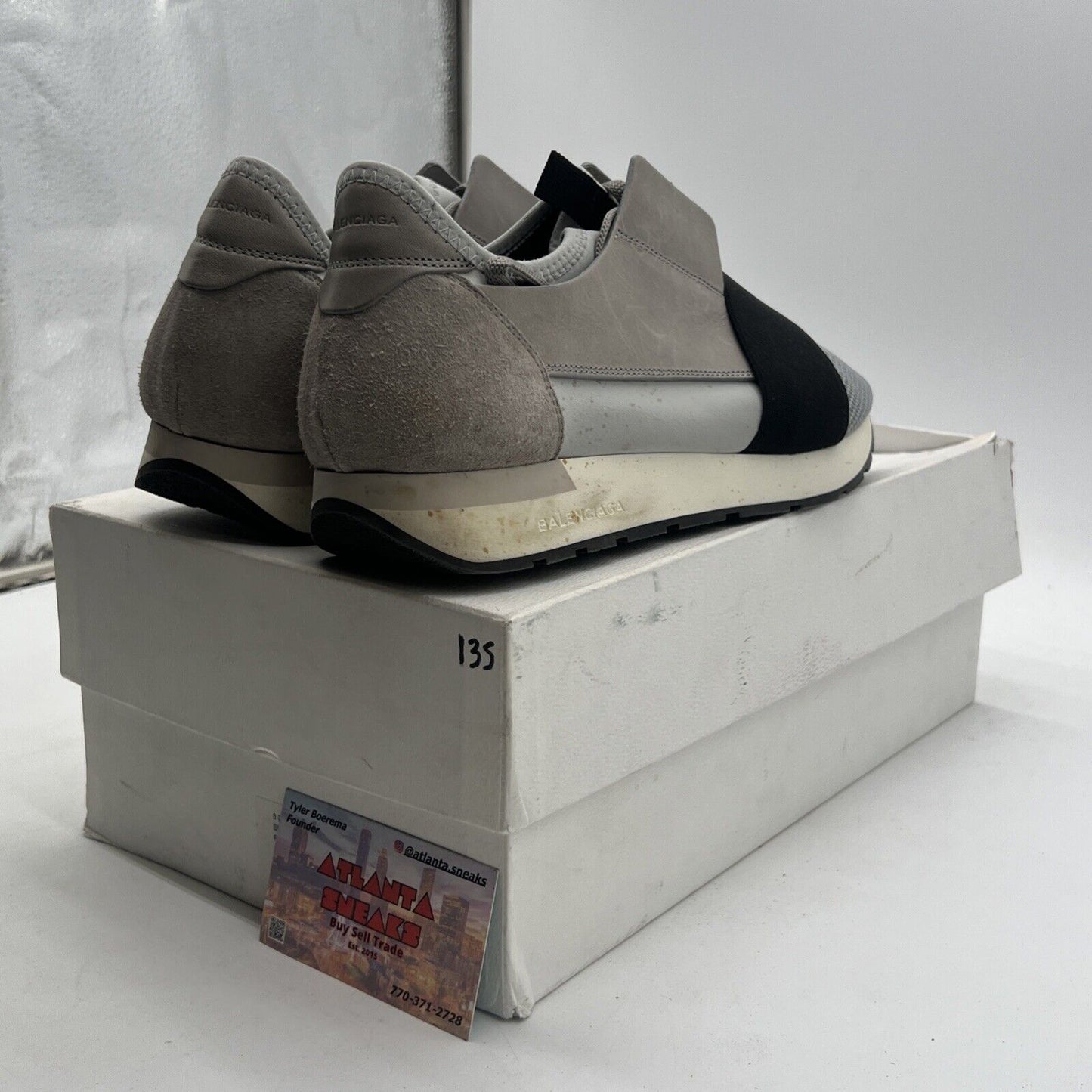 Size 9 - Balenciaga Race Runner Sneakers Gray Mesh Gray Leather Womens