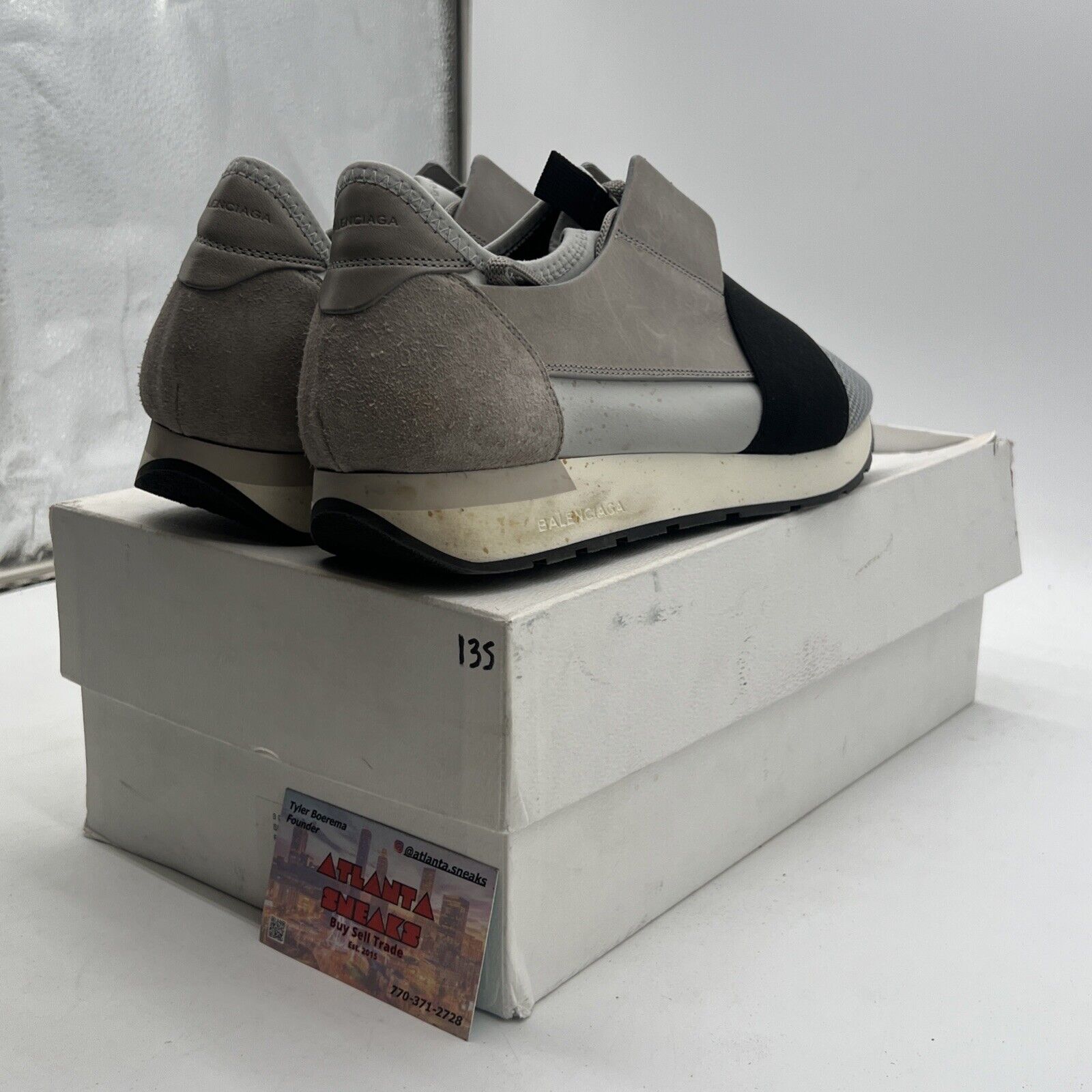 Size 9 - Balenciaga Race Runner Sneakers Gray Mesh Gray Leather Womens