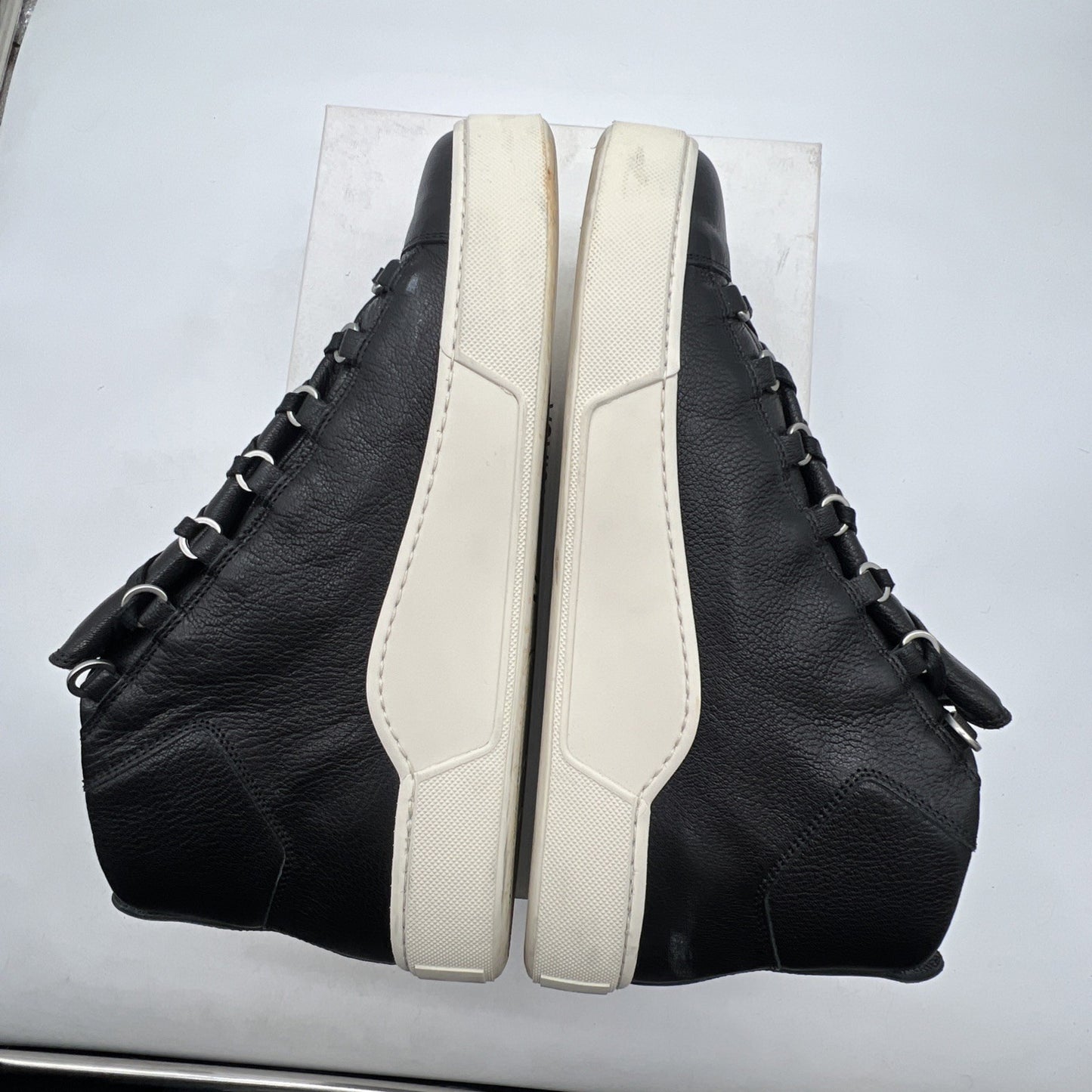 Size 46 - Balenciaga Black Leather Chevre Hamilton Hi-Top Sneaker