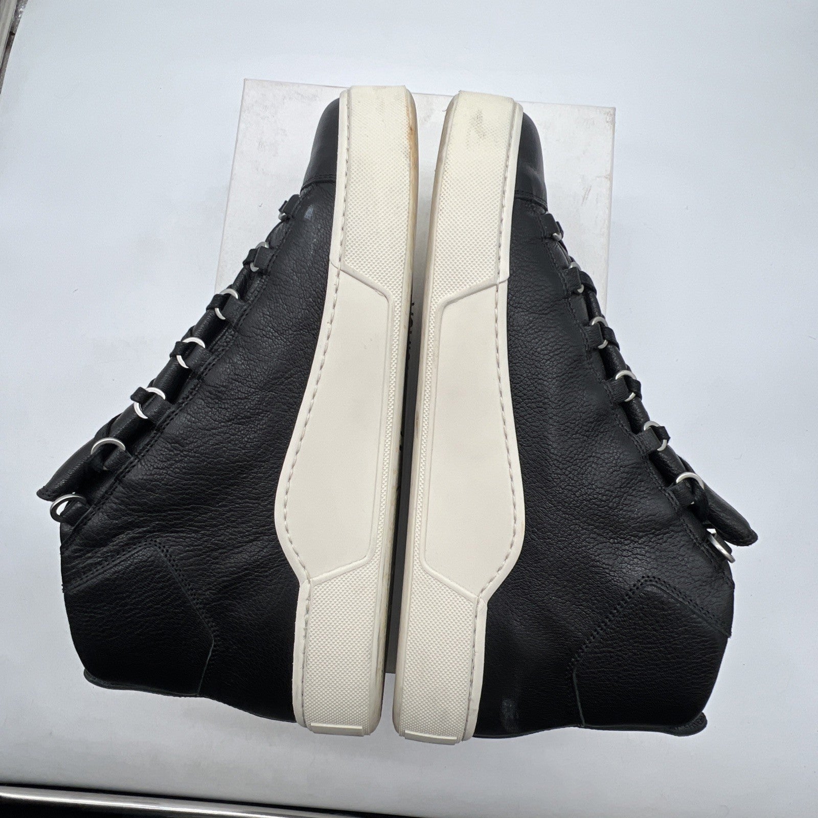 Size 46 - Balenciaga Black Leather Chevre Hamilton Hi-Top Sneaker