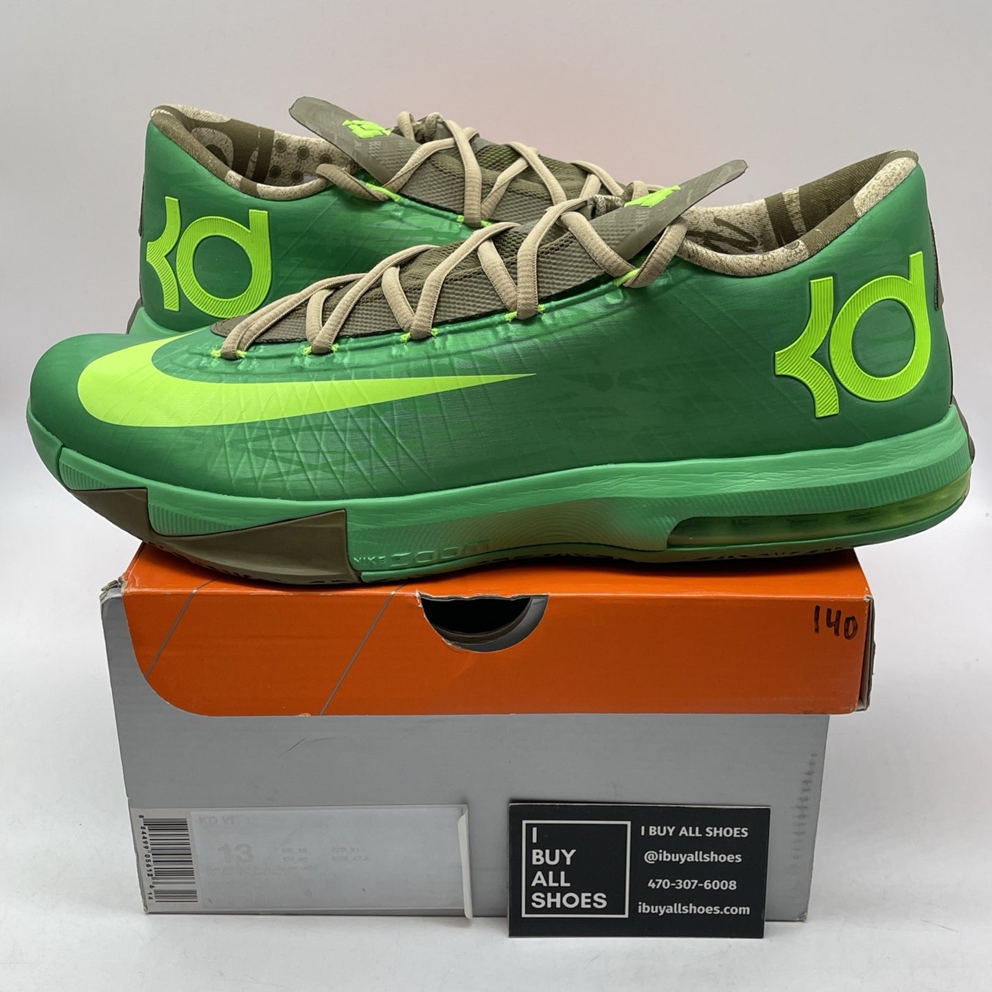 Size 13 - Nike KD 6 Bamboo Green Brown Leather (599424-301)
