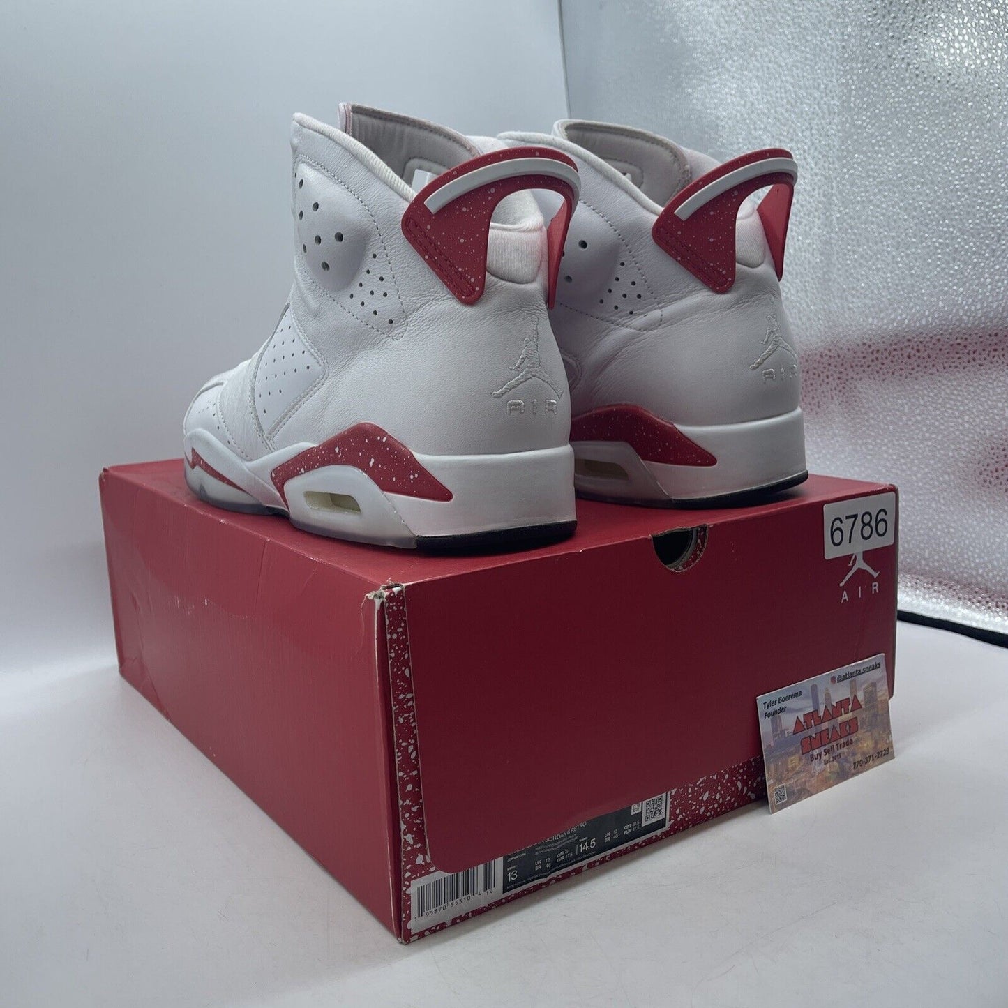 Size 13 - Jordan 6 White and University Red 2022 Leather (CT8529-162)
