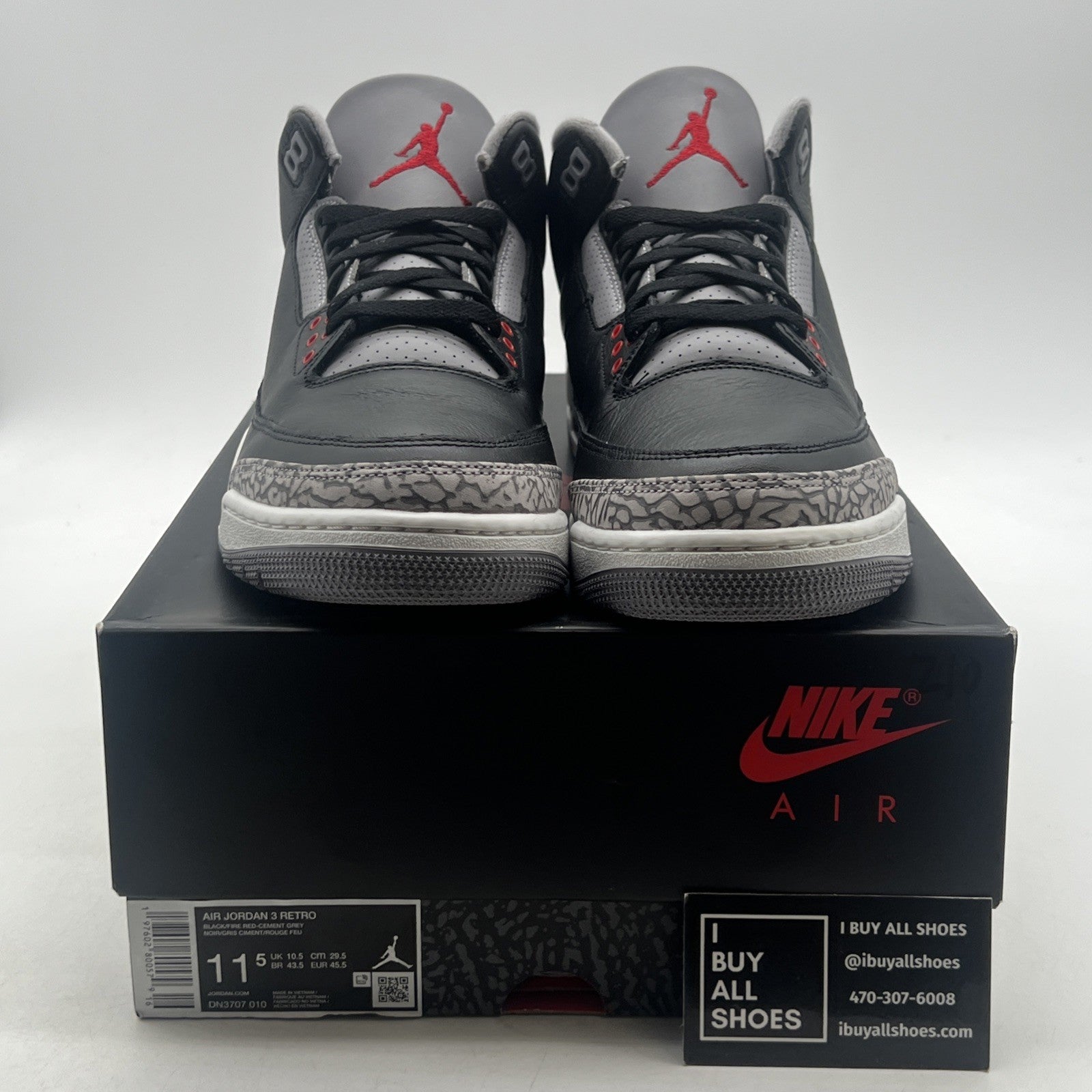 Size 11.5 - Air Jordan 3 Retro OG 2024 Black Cement (DN3707-010)