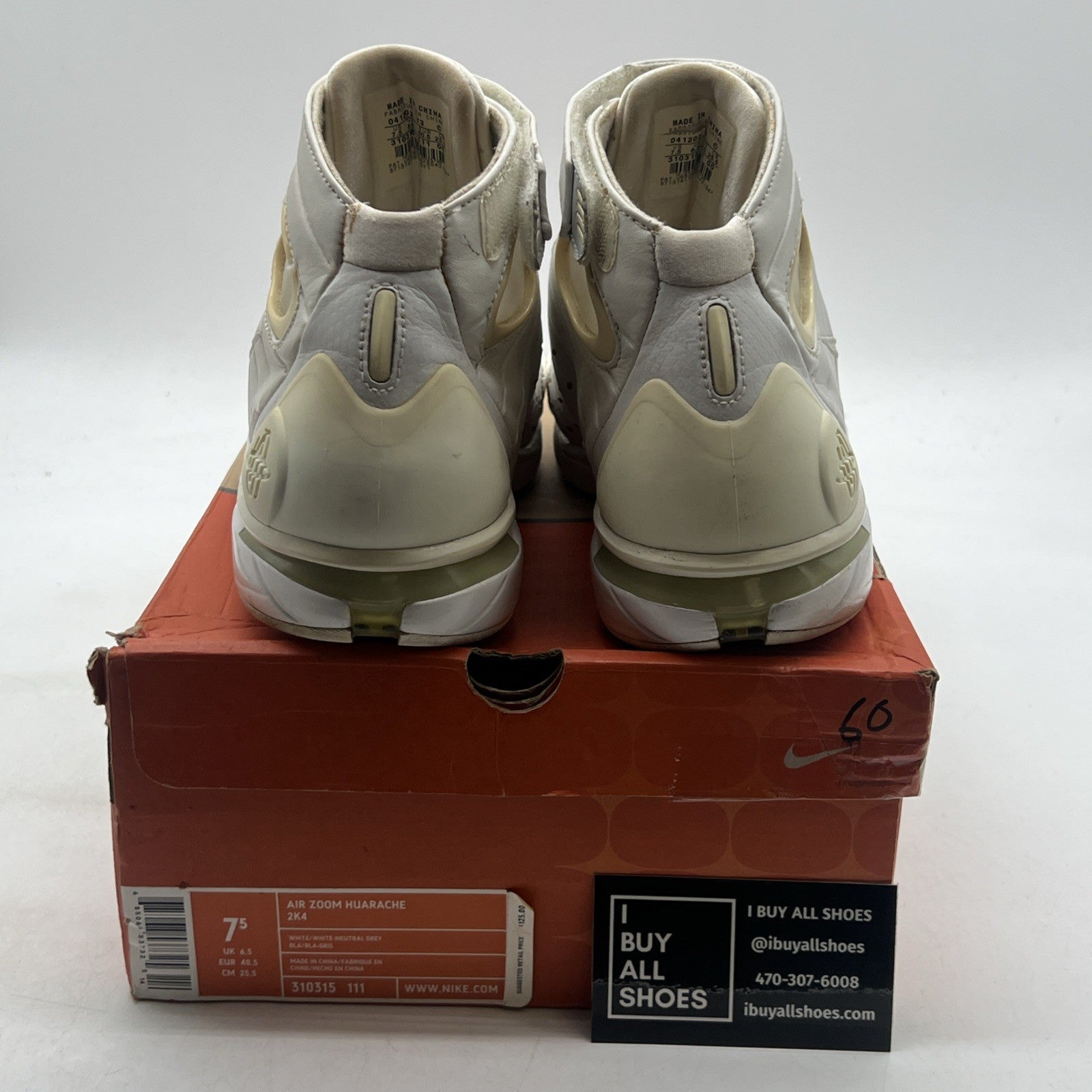 Size 7.5 - Nike Air Zoom Huarache 2K4 White (310315-111)