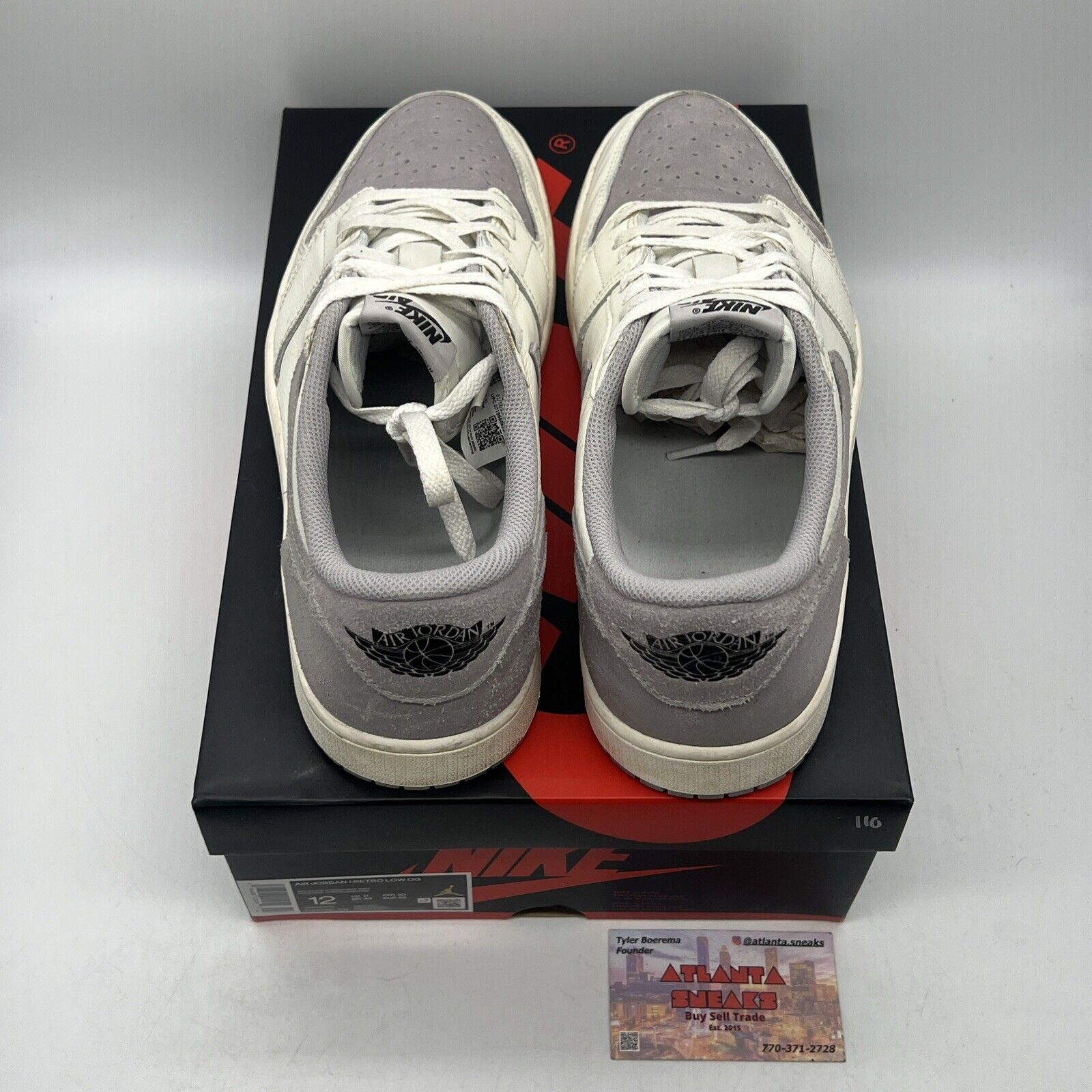 Size 12 - Air Jordan 1 Retro OG Low Atmosphere Grey White Leather (CZ0790-101)