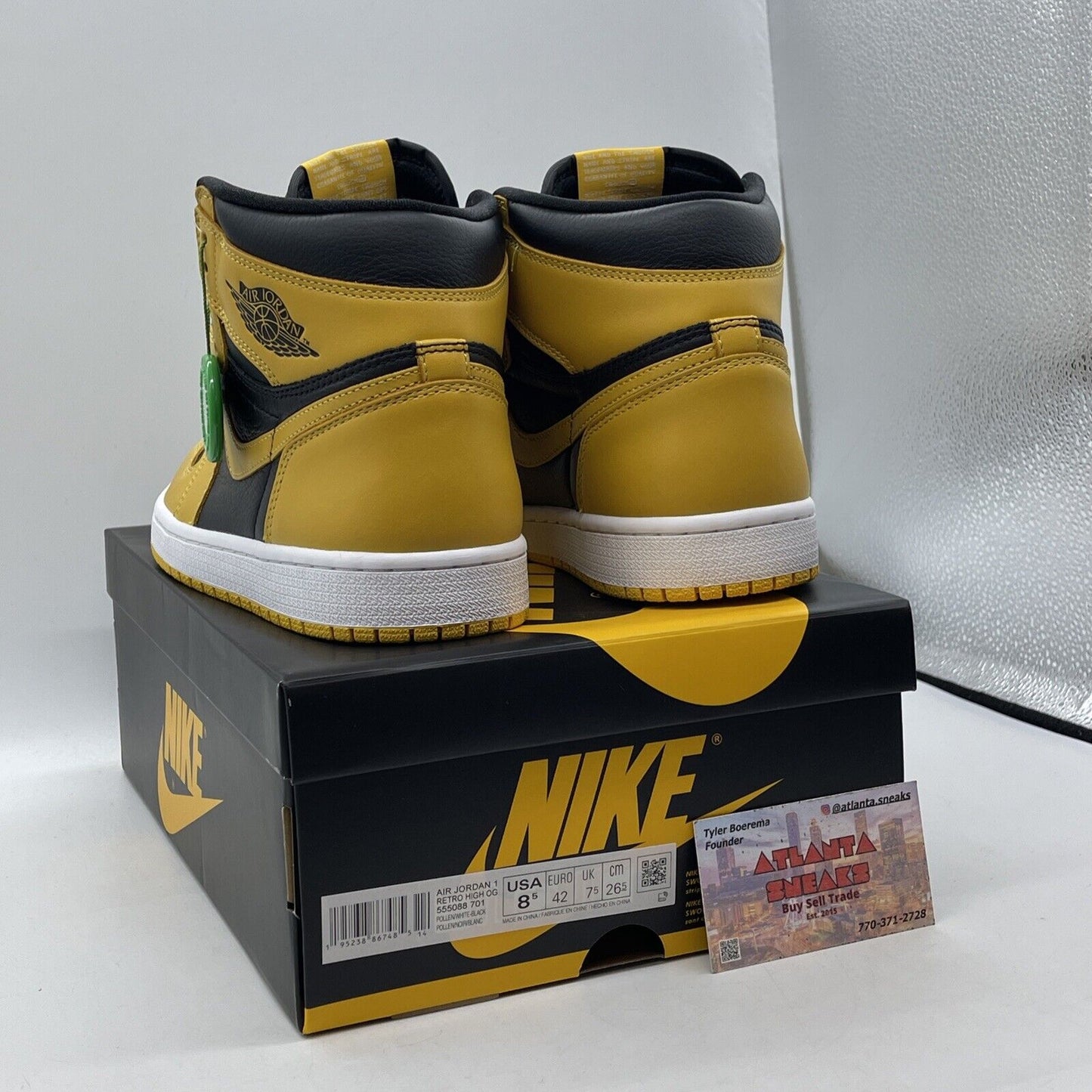 Size 8.5 - Jordan 1 Retro OG High Pollen Yellow Black Leather (555088-701)