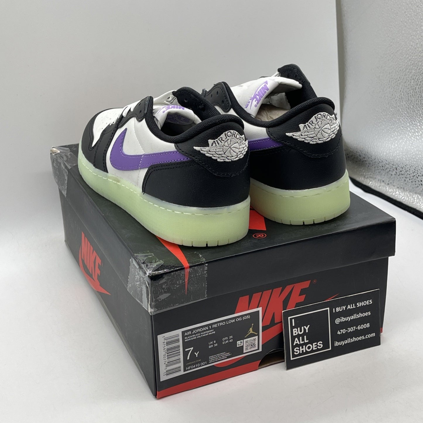 Size 7Y - Nike Air Jordan 1 Retro Low Black Raspberry Leather (HF0410-001)