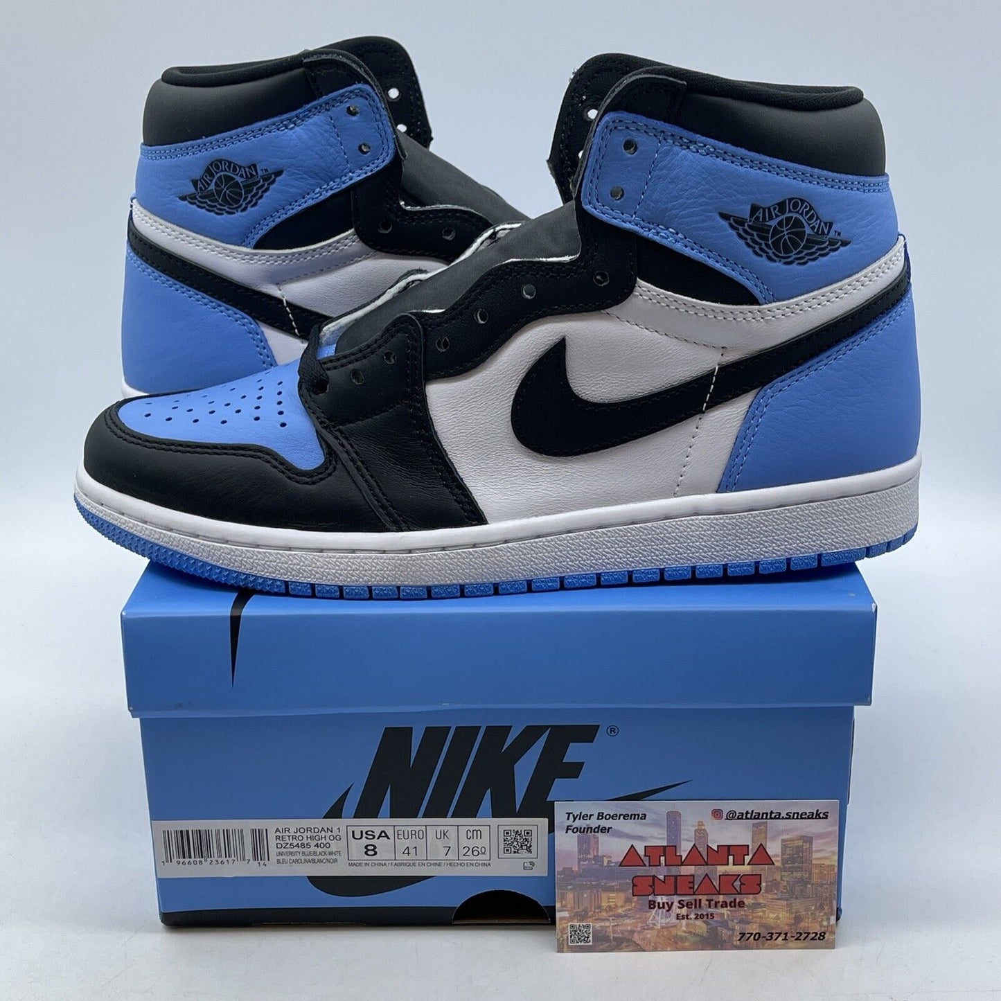 Size 8 - Jordan 1 Retro OG High UNC Toe Blue White Black Leather (DZ5485-400)