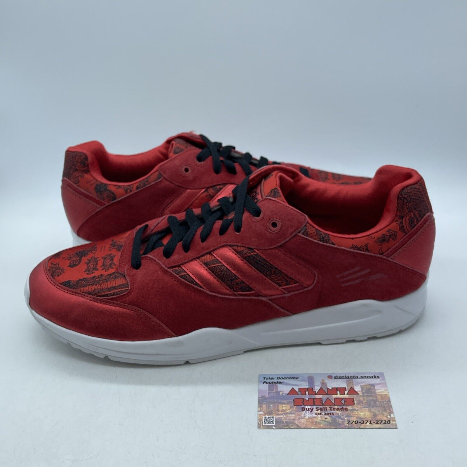Size 13 - adidas Tech Super Year Of The Horse Red Black Suede Leather (D65457)