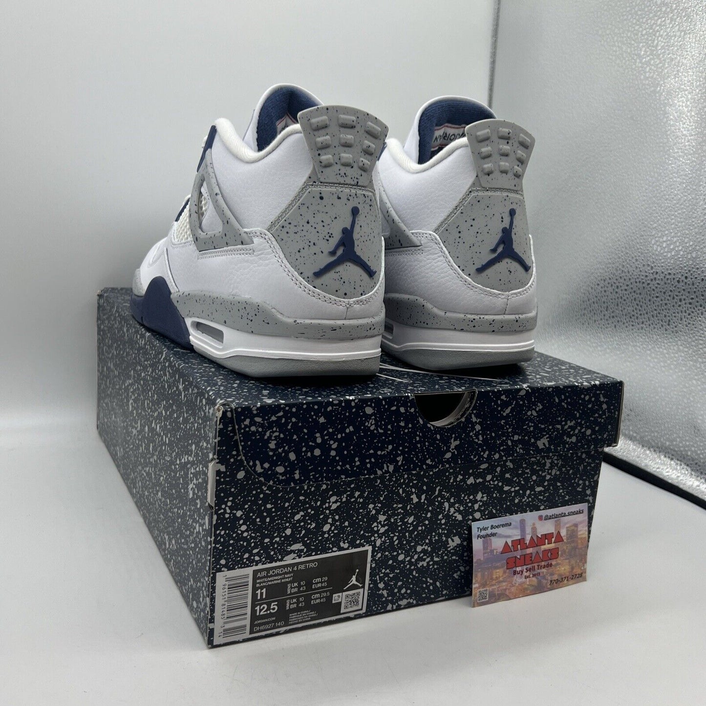 Size 11 - Jordan 4 Retro Mid Midnight Navy Brand New Og All White