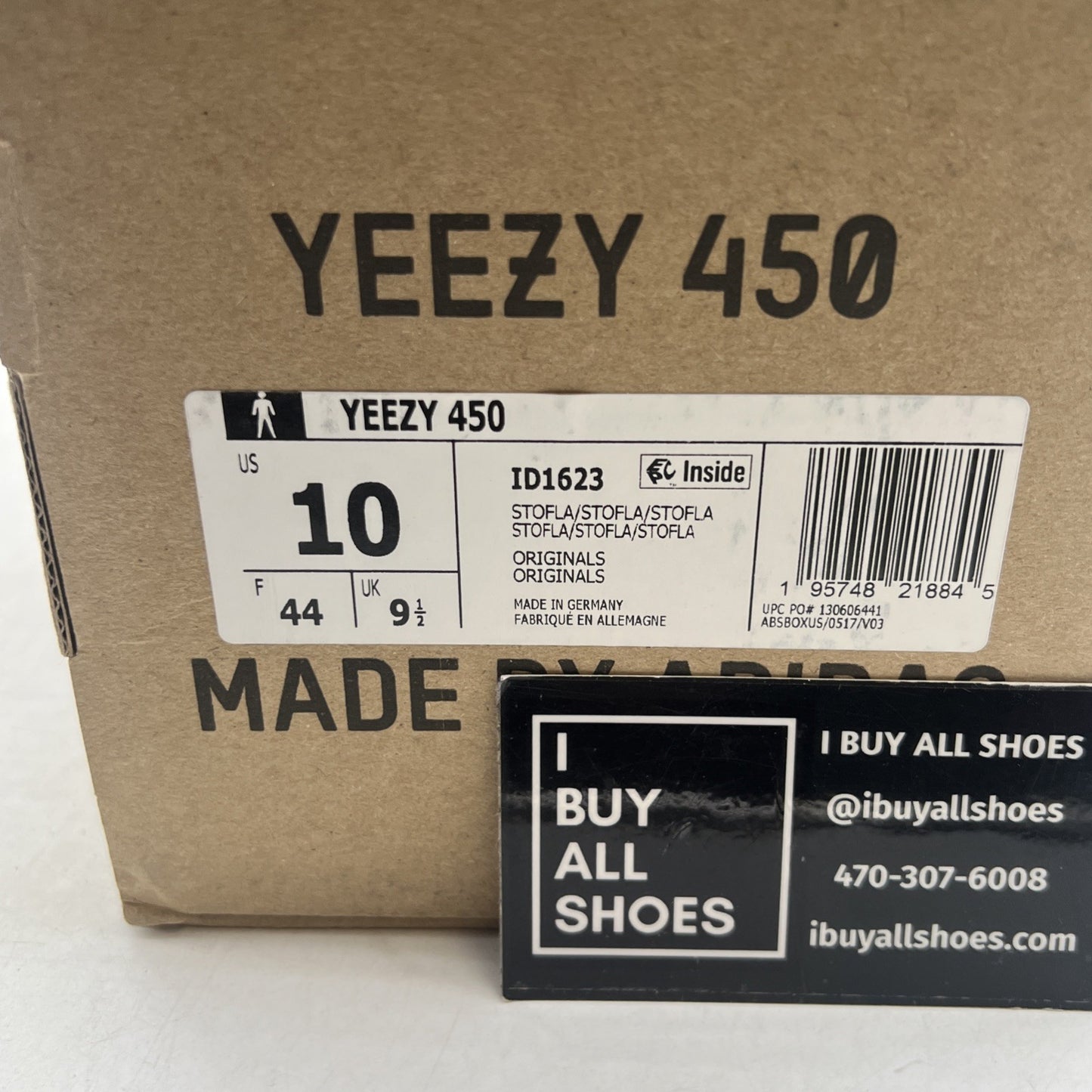 Size 10 - Adidas Yeezy 450 Stone Flax Brown Suede (ID1623)