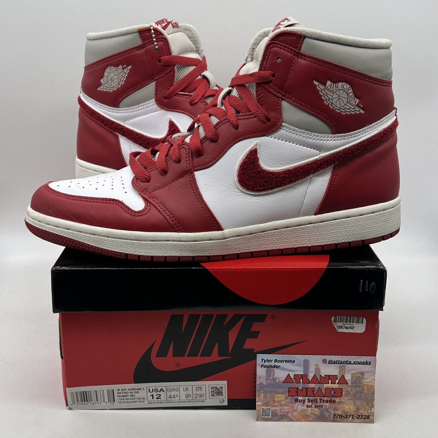 Size 12 - Air Jordan 1 OG High Newstalgia Chenille W White Leather (DJ4891-061)