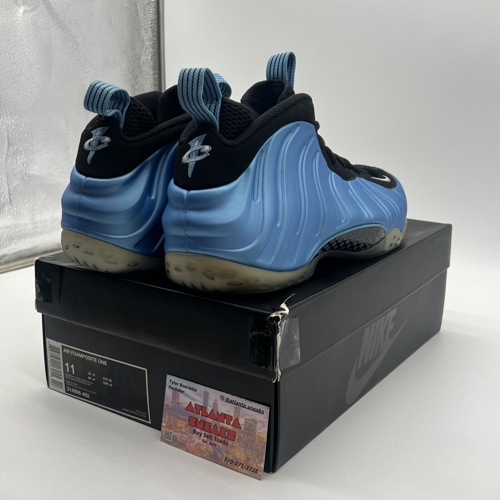 Size 11 - Nike Air Foamposite One University Blue Black Suede (314996-402)