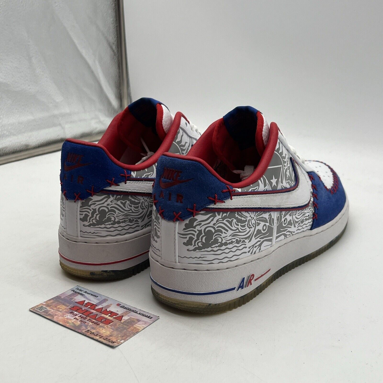 Size 11 - Nike Air Force 1 Puerto Rico Blue White Red Leather (579941-100)