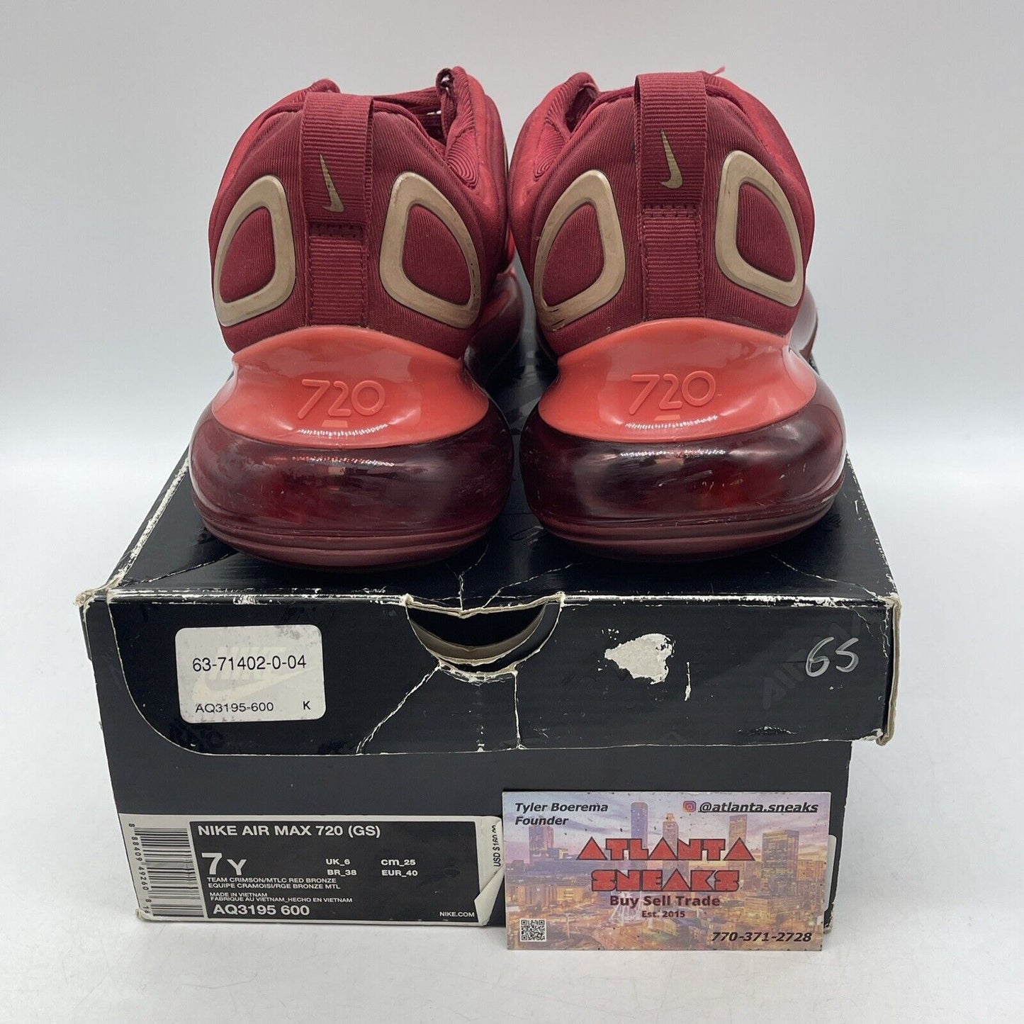 Size 7Y - Nike Air Max 720 GS Crimson Gold Red Pink Suede (AQ3195-600)