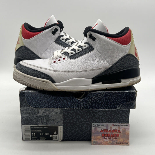 Size 11 - Jordan 3 Retro Denim SE Fire Red 2020 White Red Navy (CZ6431-100)