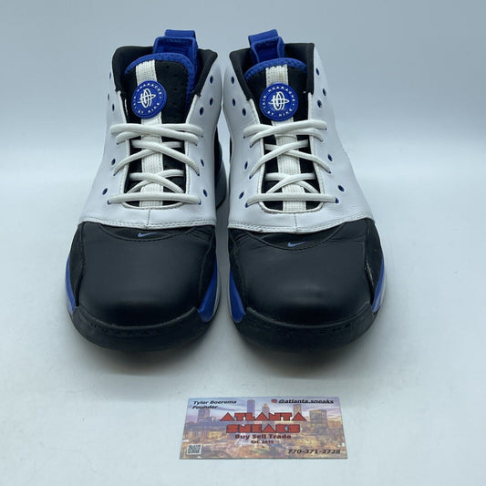 Size 11 - VINTAGE NIKE AIR HUARACHE White Black Blue suede Leather  (313386-013)