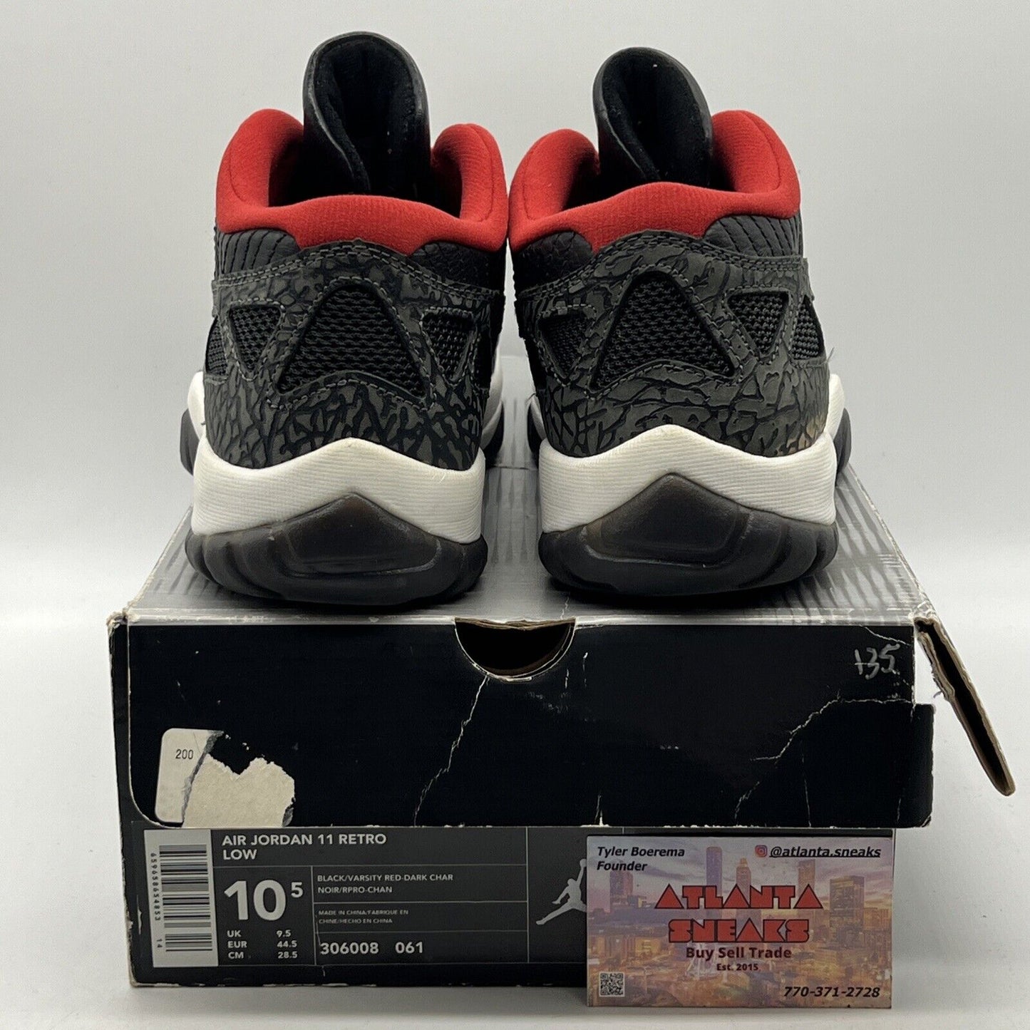 Size 10.5 - Air Jordan 11 Retro IE 2003 Low Black Charcoal Red